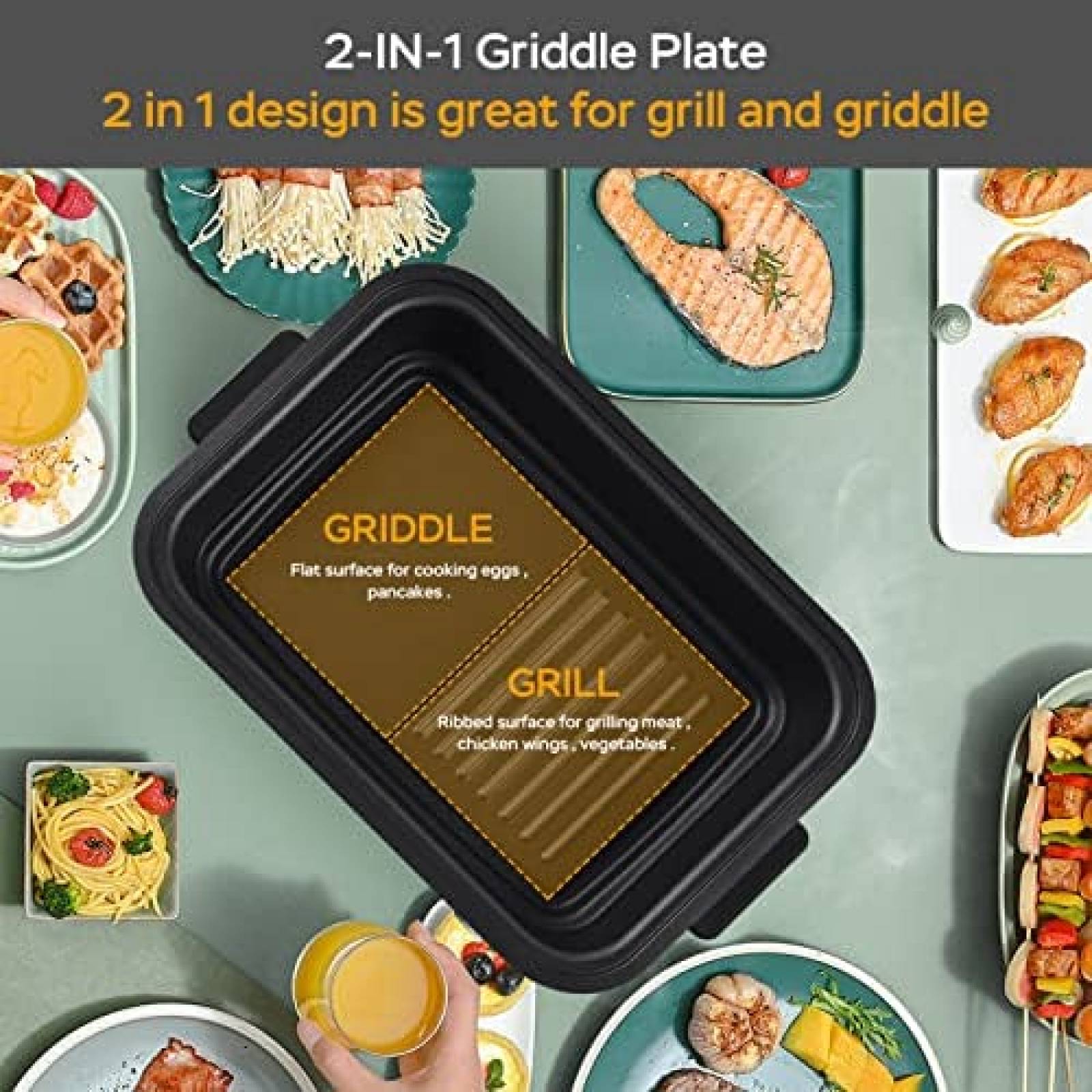 Parrilla Antiadherente Electrica Geek Chef Control Digital