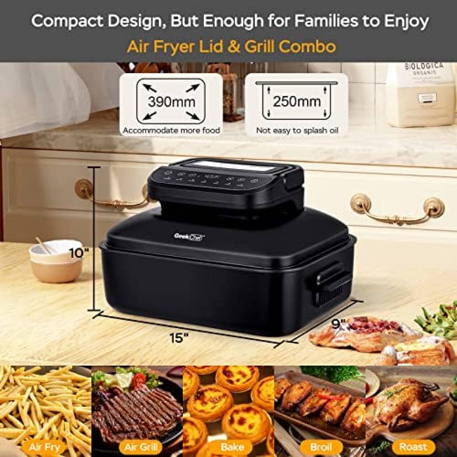 Parrilla Antiadherente Electrica Geek Chef Control Digital