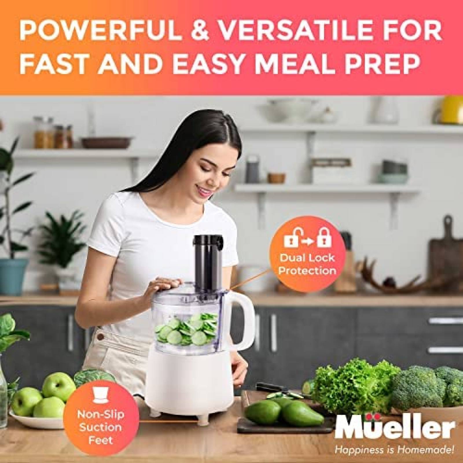 Triturador de Alimento MUELLER HOME Cap. 8 Tazas -Blanco