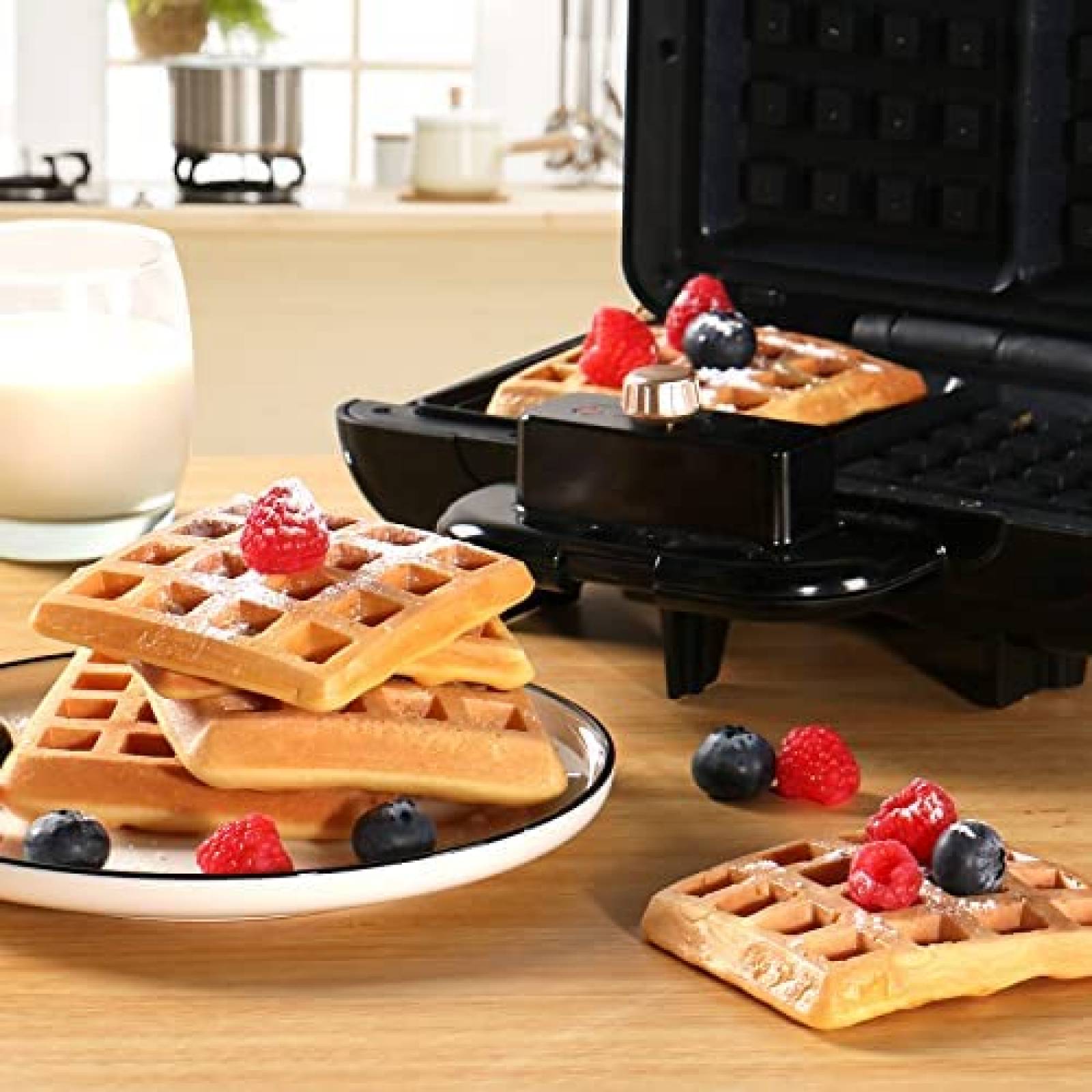Wafflera Symiu con Parrilla de Dinosaurios 220V -Negro