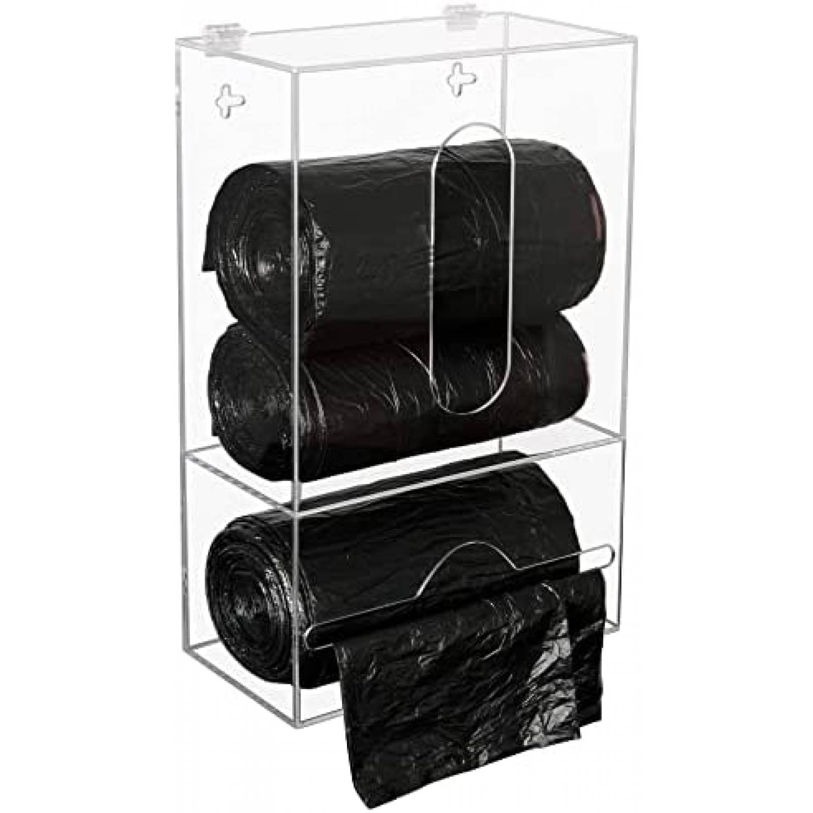 Dispensador de bolsas de basura para bolsa de plástico, 2 en 1, dispensador  de bolsas de basura acrílicas, soporte organizador para gabinete, soporte
