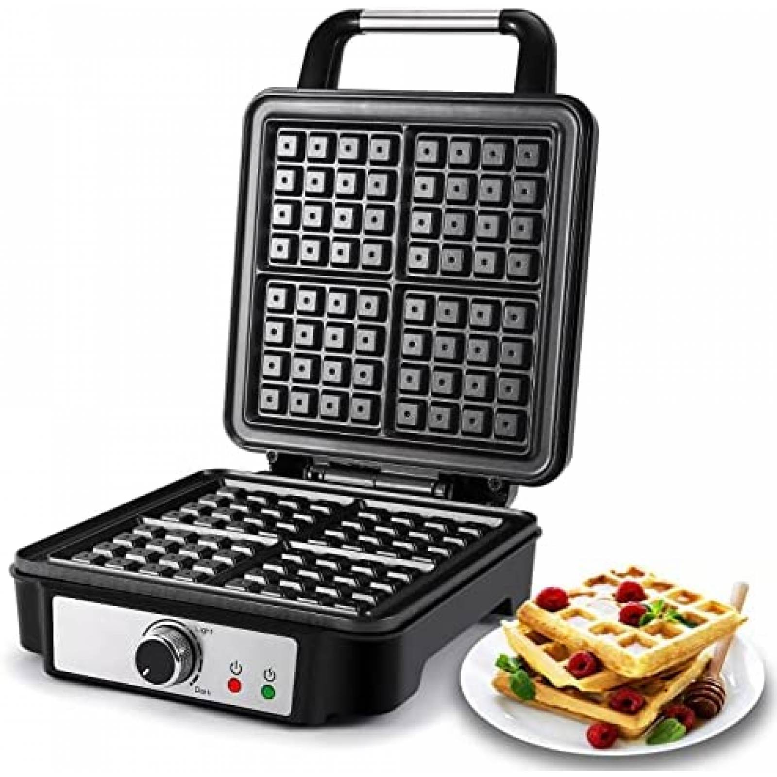 Wafflera MONXOOK de 1200W para Waffles Cuadrados -Negro