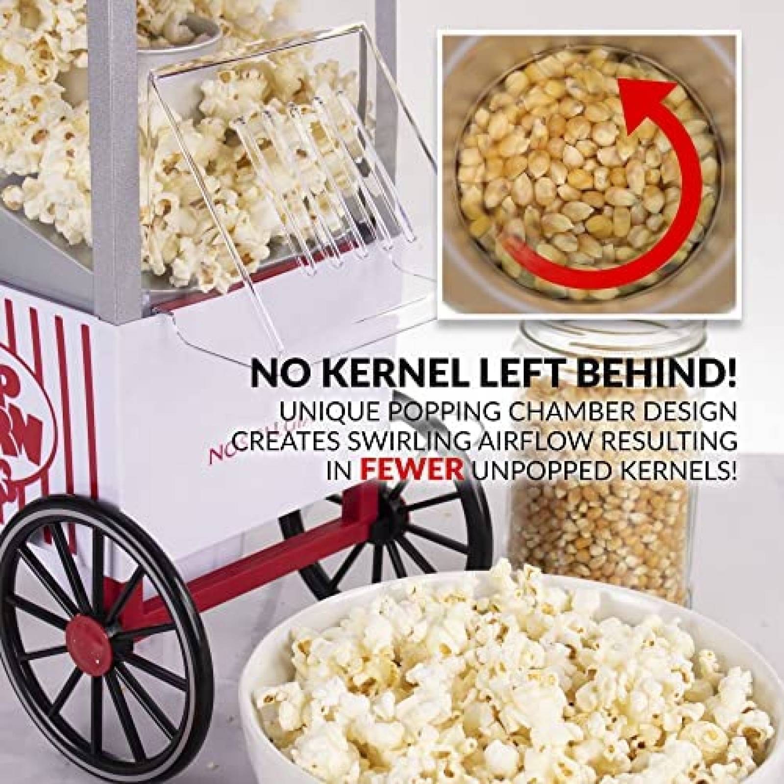 Maquina de Palomitas Nostalgia de 12 OZ Sin Aceite -Blanco