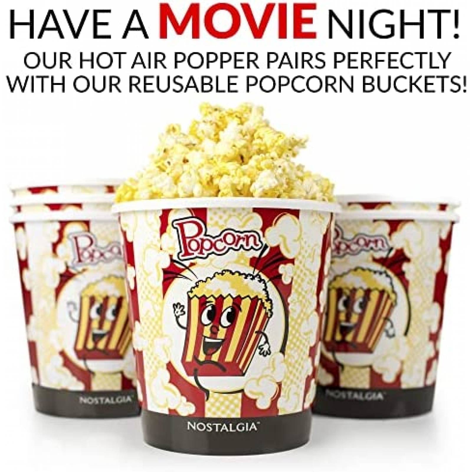 Maquina de Palomitas Nostalgia de 12 OZ Sin Aceite -Blanco