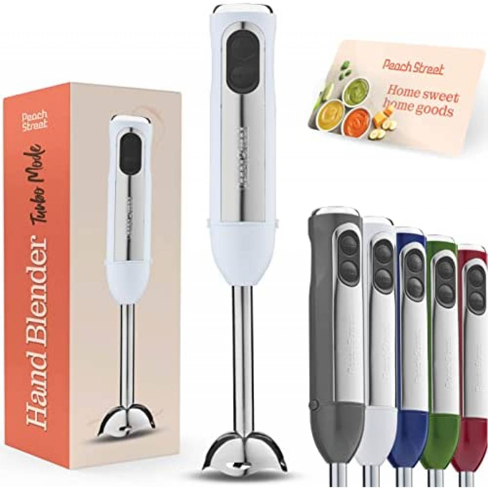 Licuadora de Mano Peach Street de 500W c/Modo Turbo -Blanco