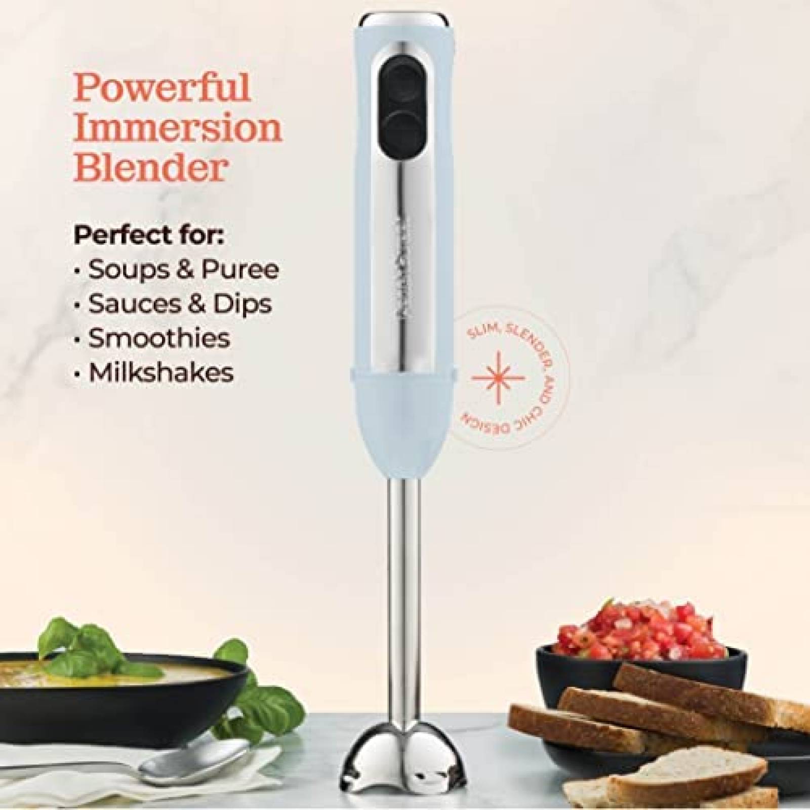 Licuadora de Mano Peach Street de 500W c/Modo Turbo -Blanco