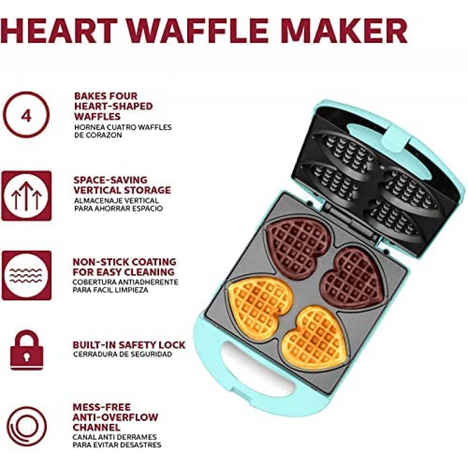 Wafflera Holstein Housewares para 4 Waffles -Celeste