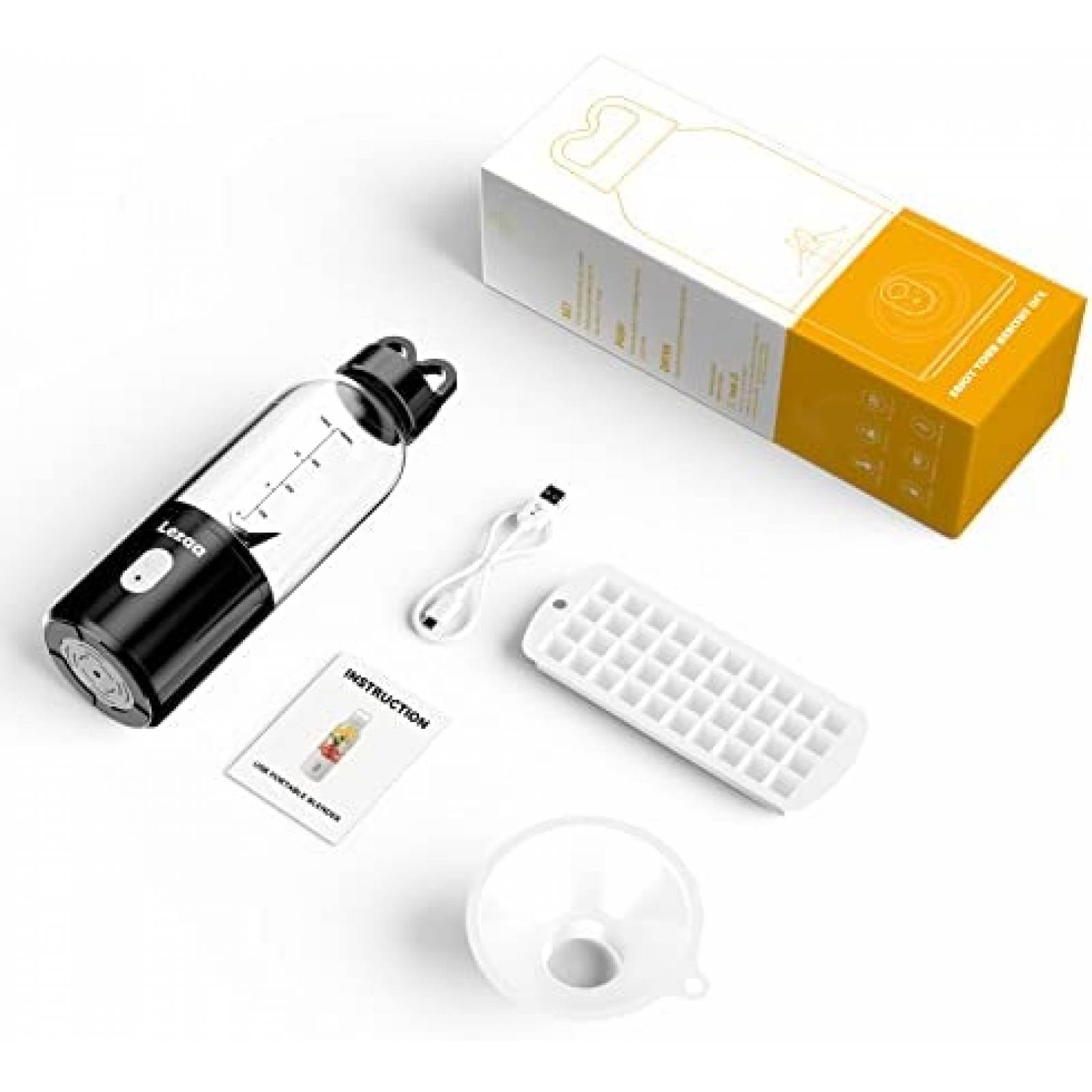 Licuadora Recargable LEZAA Miniatura de 14 Onzas -Negro