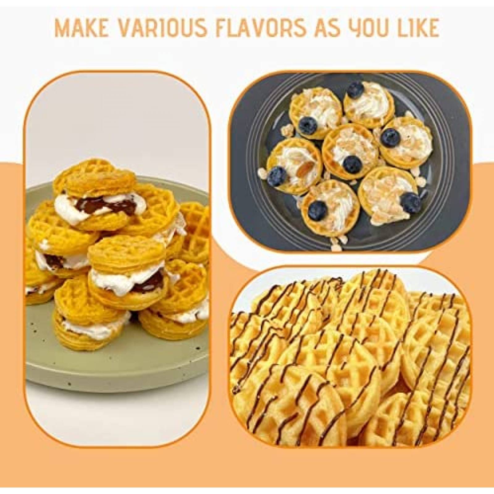 Wafflera FineMade para 8 Mini Waffles para Niño -Negro