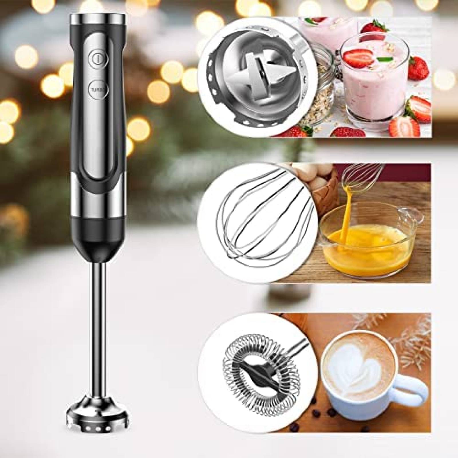 Licuadora de Mano LINKChef 3 en 1 1800W + Accesorios -Negro