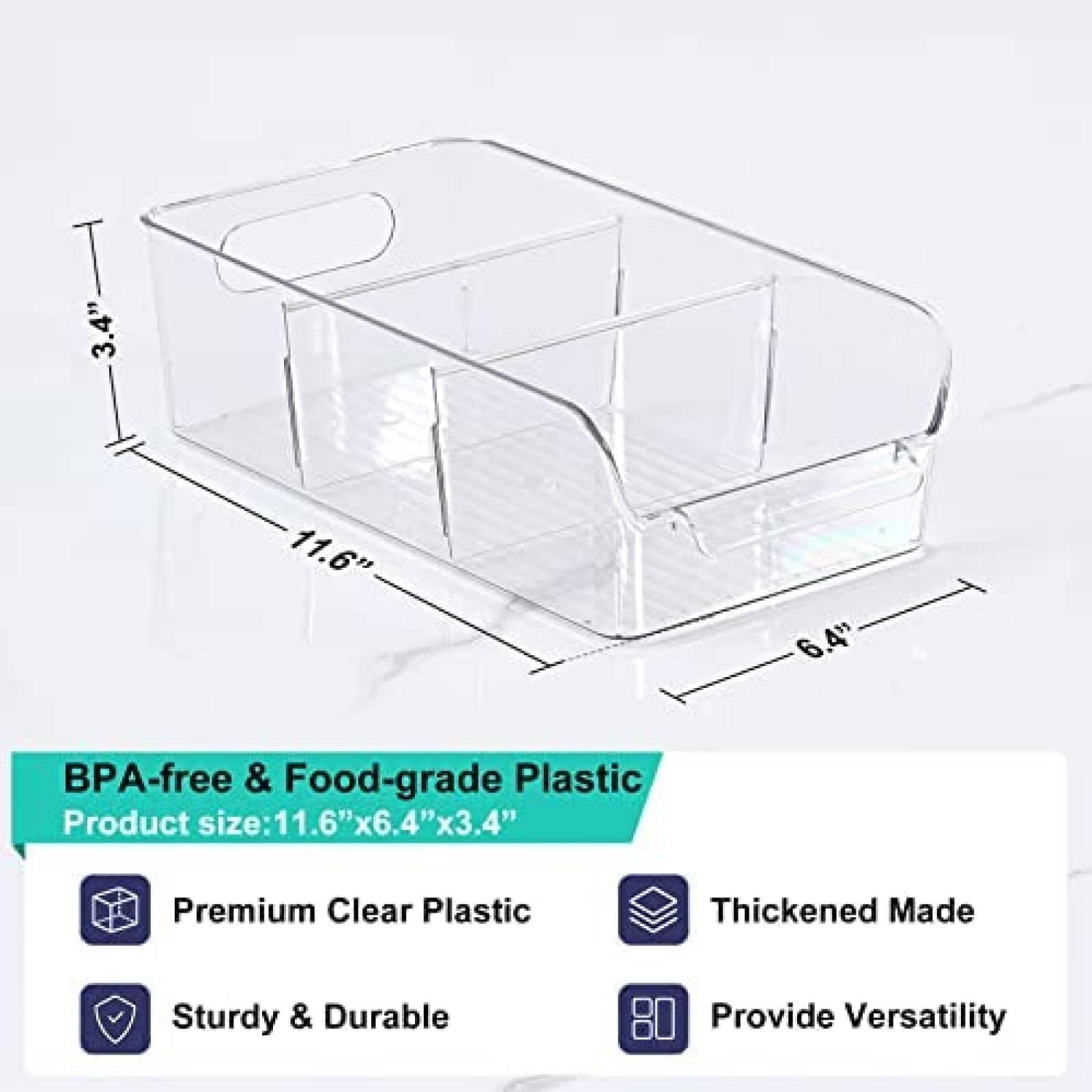 2/4/6/8pcs Organizador De Refrigerador Apilable, Contenedor De Despensa De  Cocina Transparente Con Asas