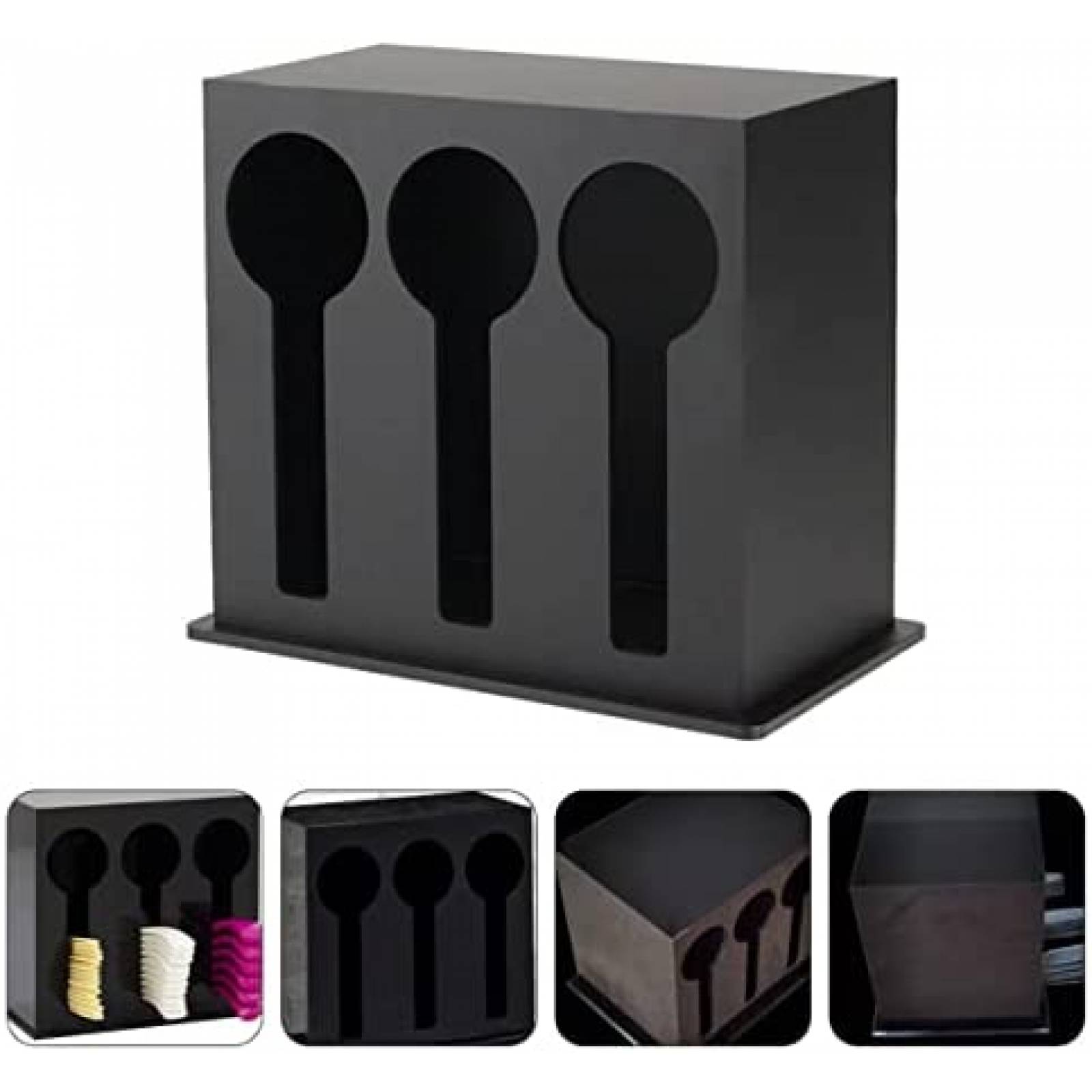 Organizador de Cocina Acrilico Hemoton para Cubiertos -Negro