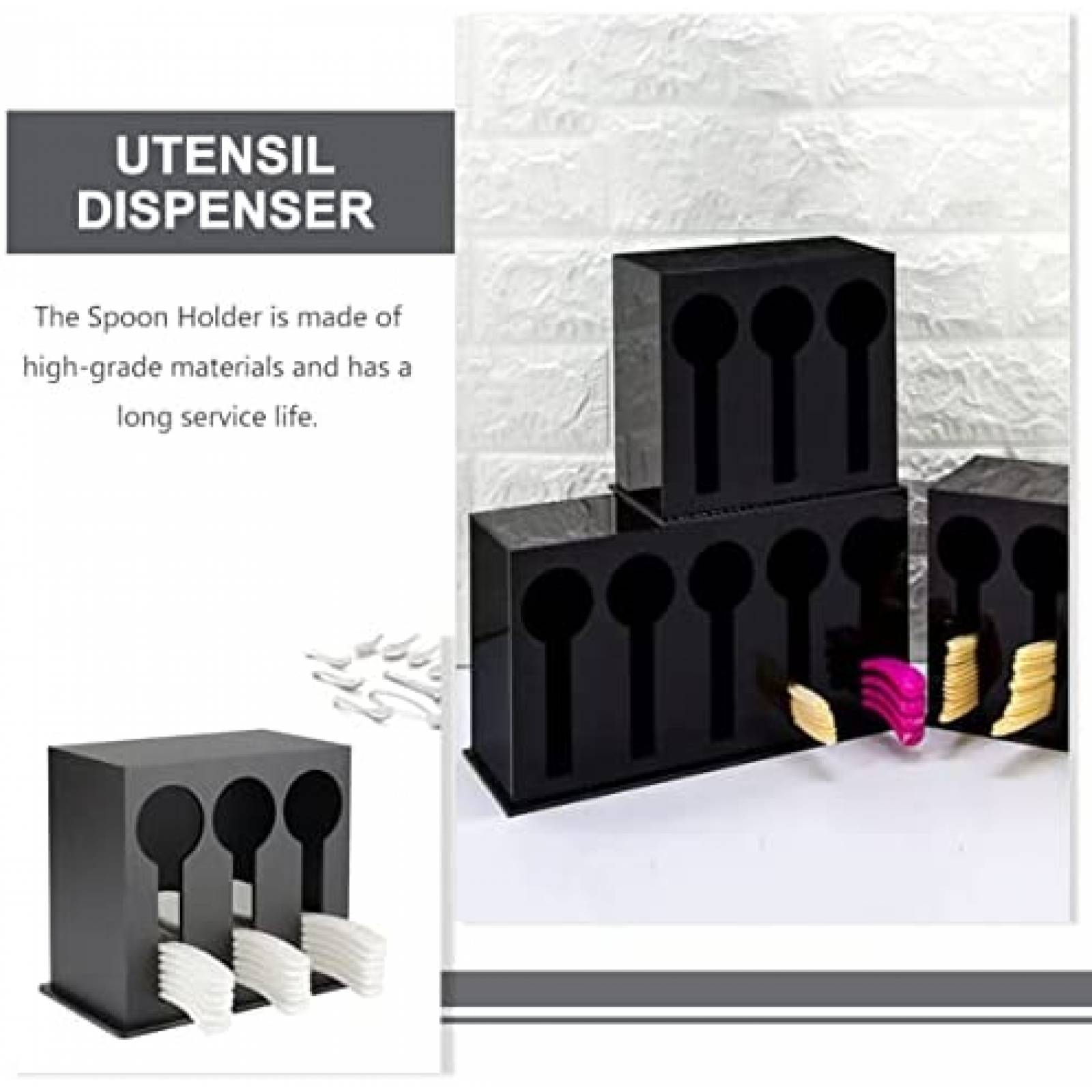 Organizador de Cocina Acrilico Hemoton para Cubiertos -Negro