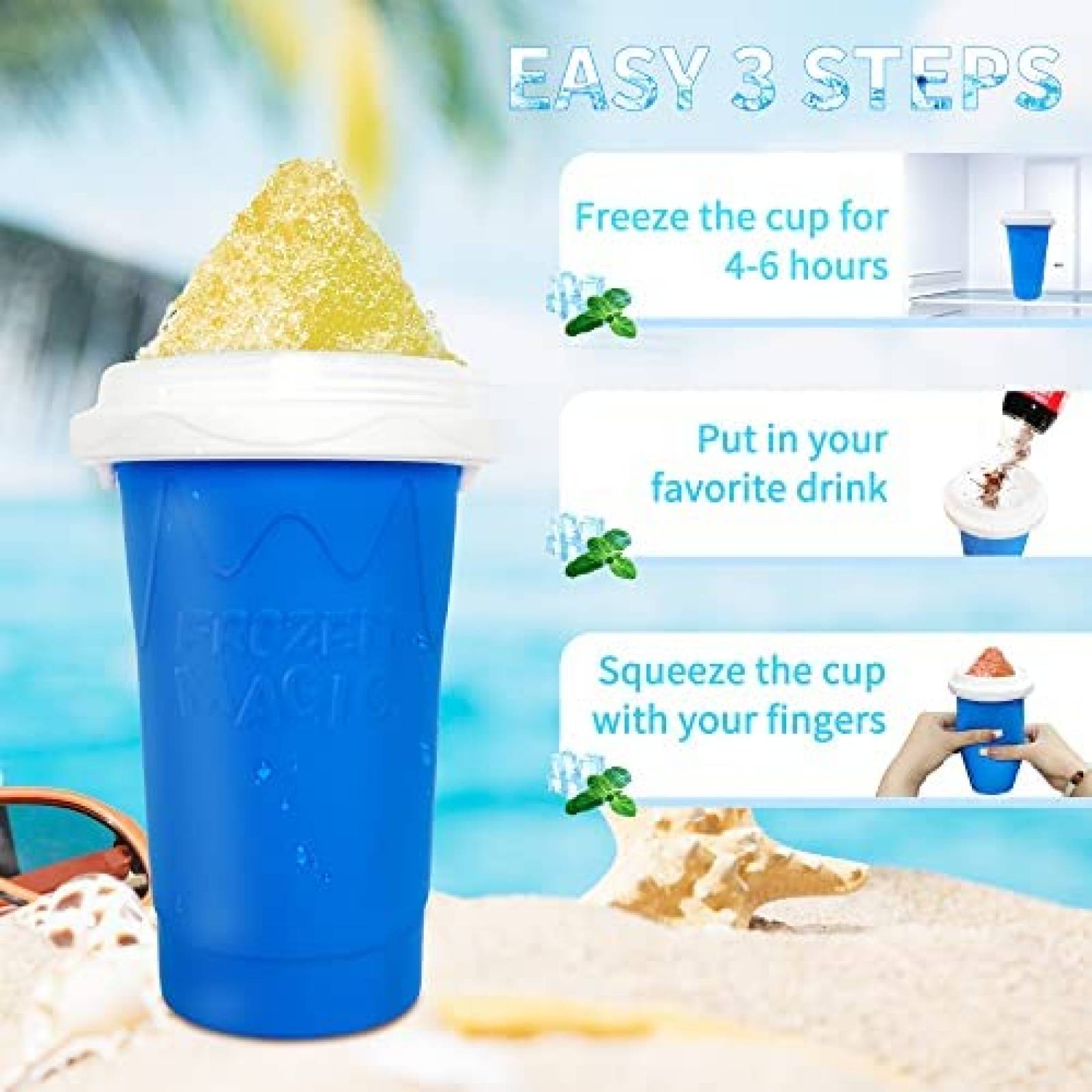 Vaso Magico ASNUG Para Slushy Batidos Rapidos Portatil -Azul