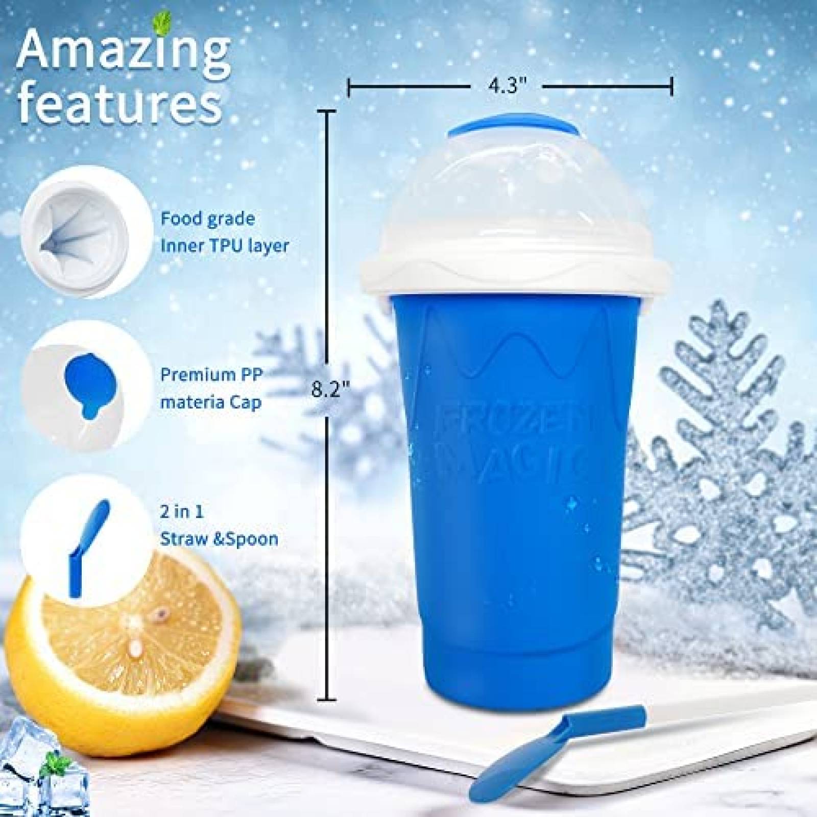 Vaso Magico ASNUG Para Slushy Batidos Rapidos Portatil -Azul
