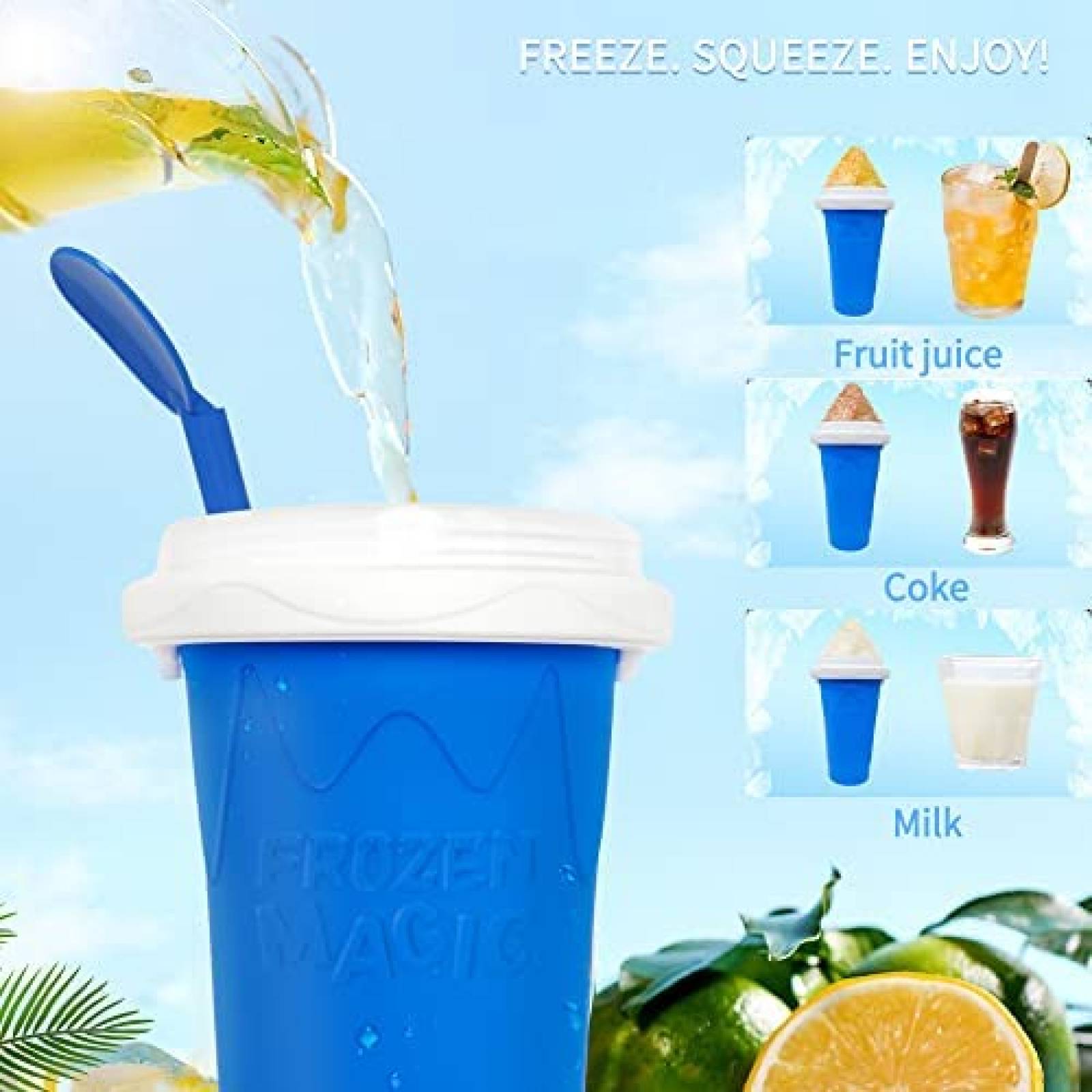 Vaso Magico ASNUG Para Slushy Batidos Rapidos Portatil -Azul
