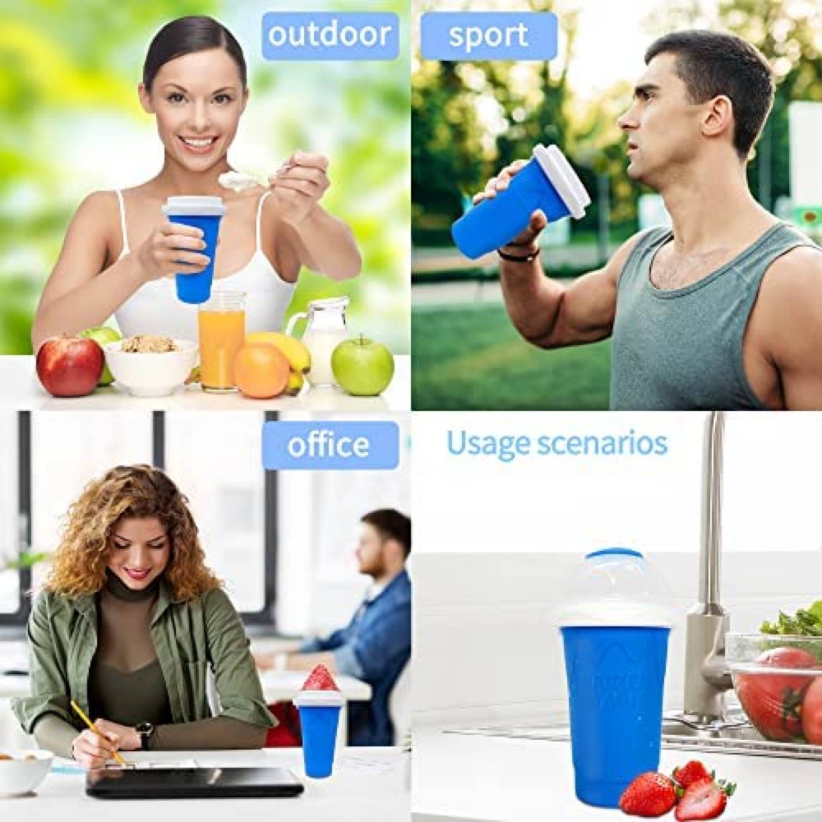 Vaso Magico ASNUG Para Slushy Batidos Rapidos Portatil -Azul