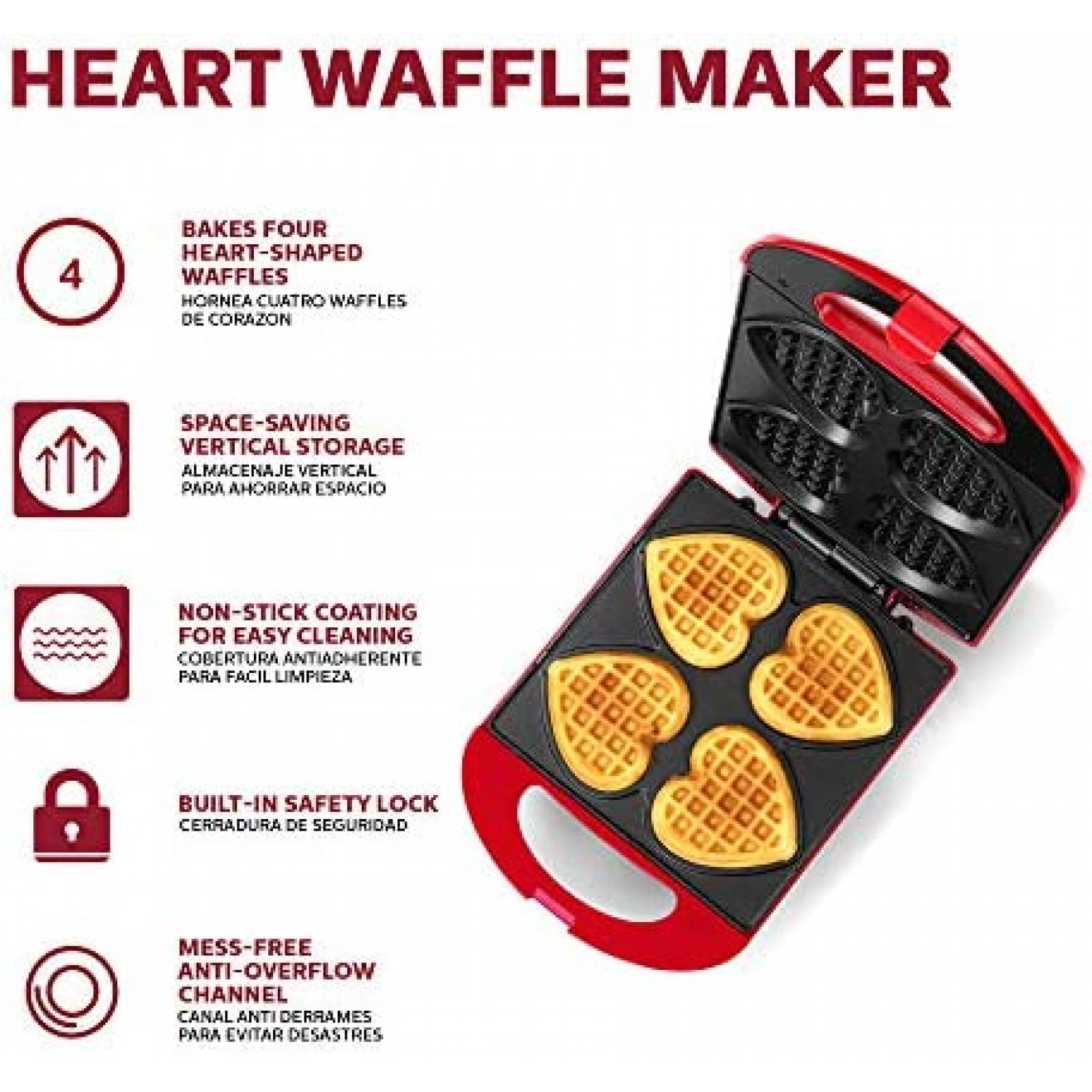 Wafflera Holstein Housewares para 4 Waffles 761W -Rojo