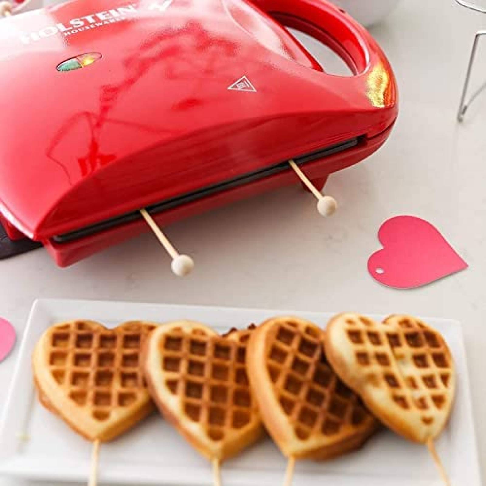 Wafflera Holstein Housewares para 4 Waffles 761W -Rojo