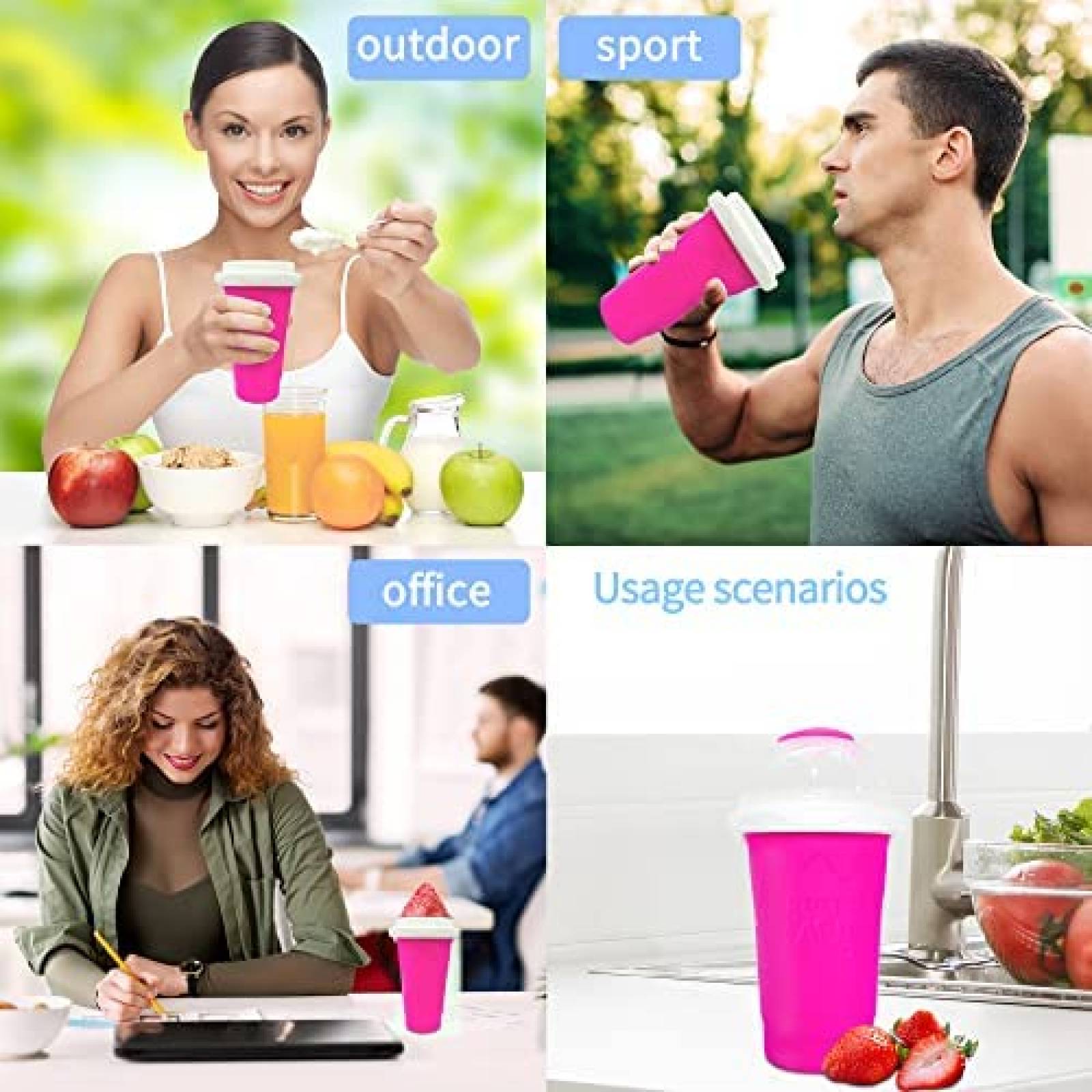 Vaso Magico ASNUG Para Slushy Batidos Rapidos -Rosa