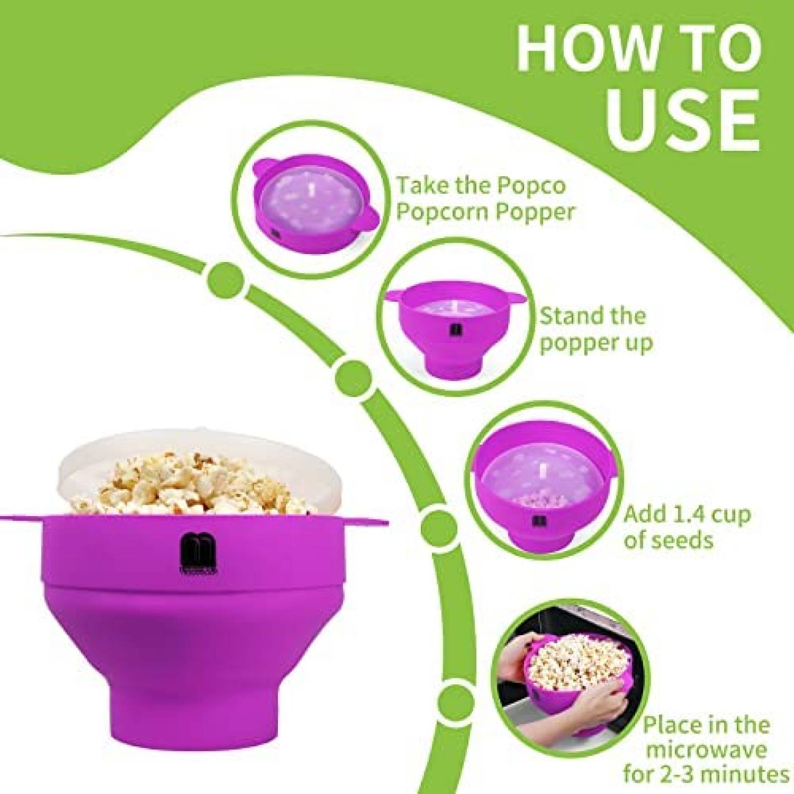 Maquina de Palomitas MUGOOLER para Microondas -Morado