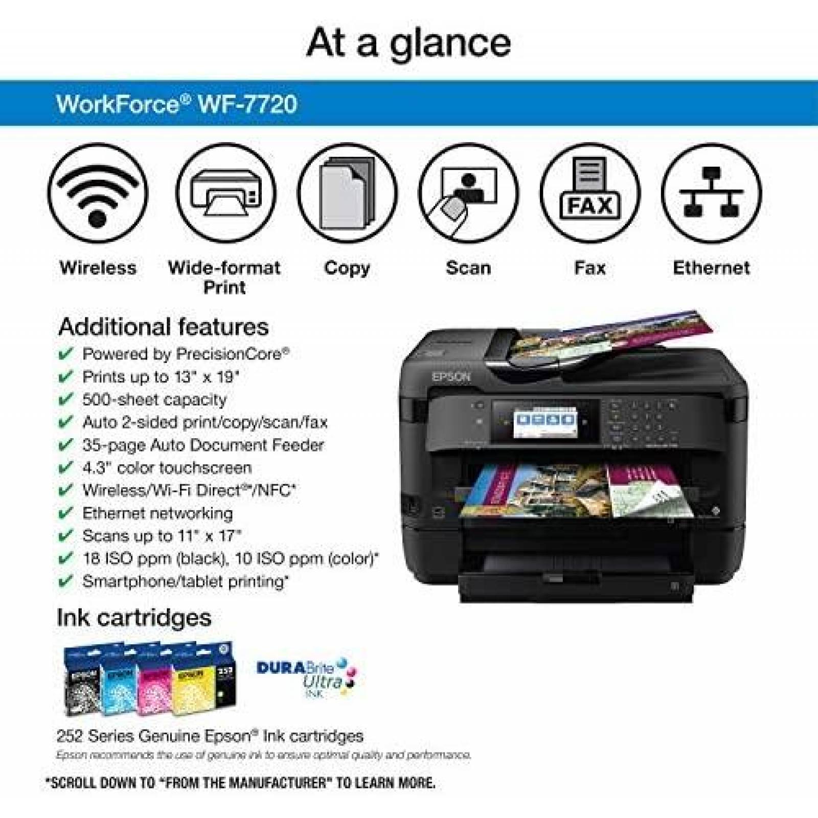 Impresora Epson WorkForce WF-7720 con Escaner -Negro