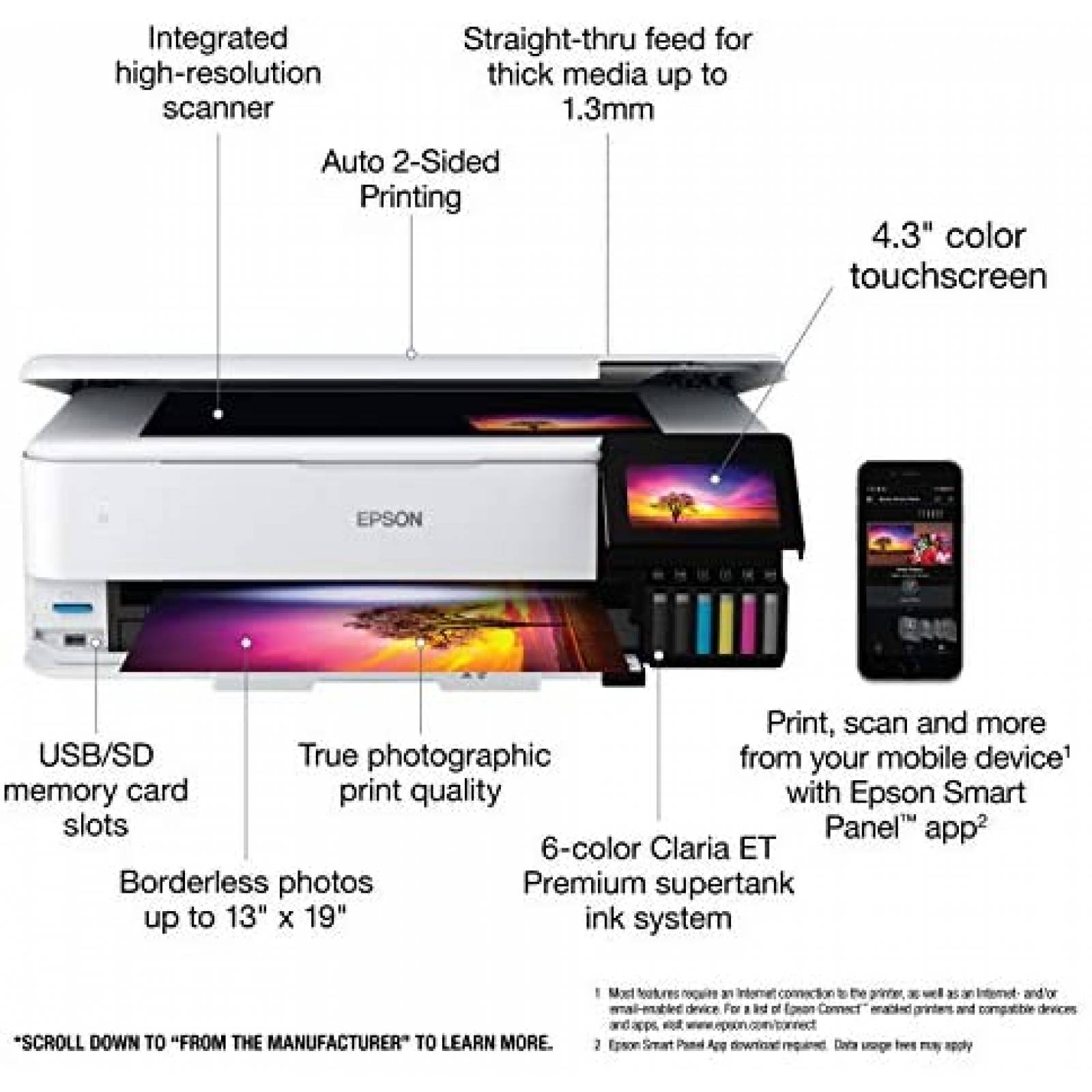 Impresora Epson EcoTank Photo pantalla 4.3" tactil -Blanco