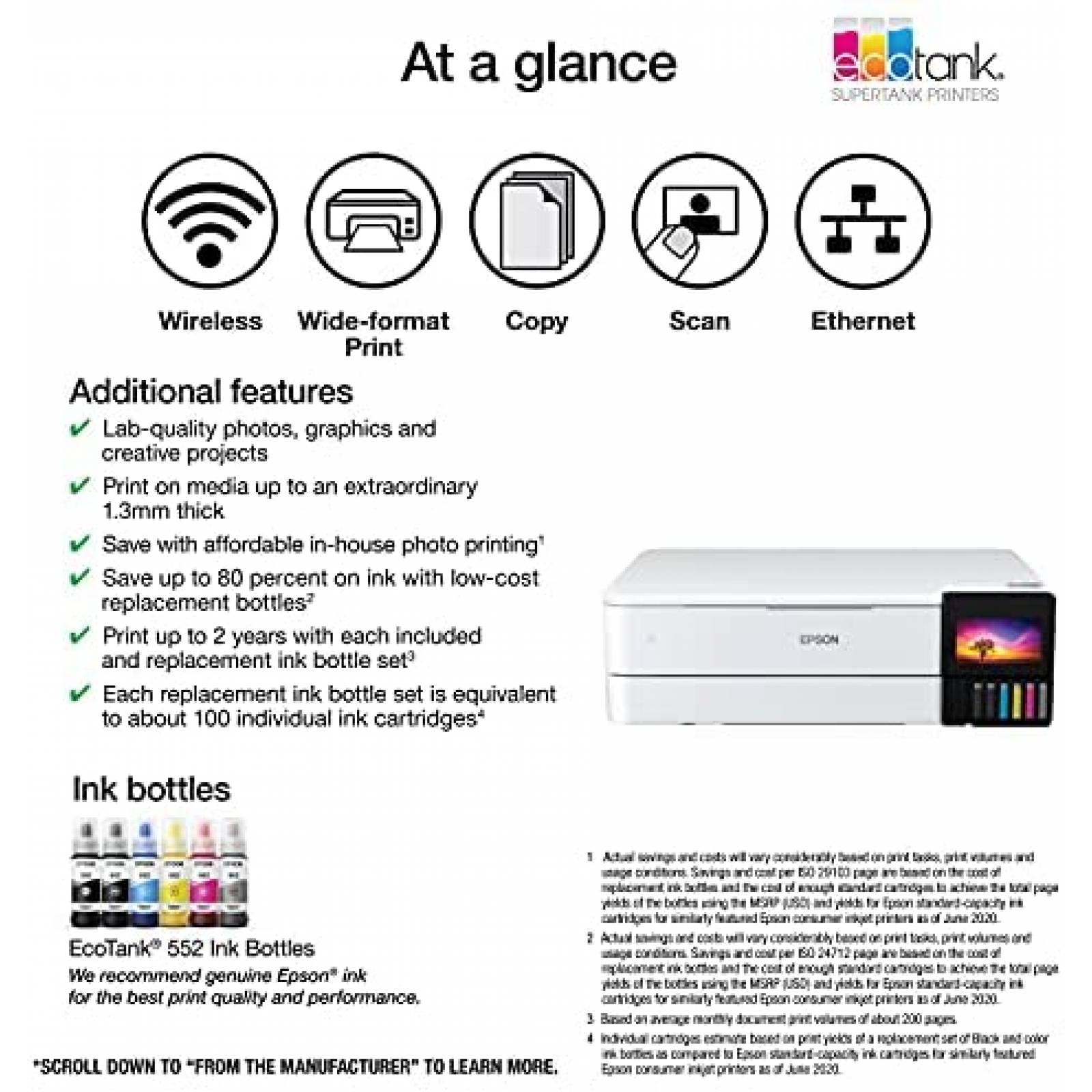 Impresora Epson EcoTank Photo pantalla 4.3" tactil -Blanco