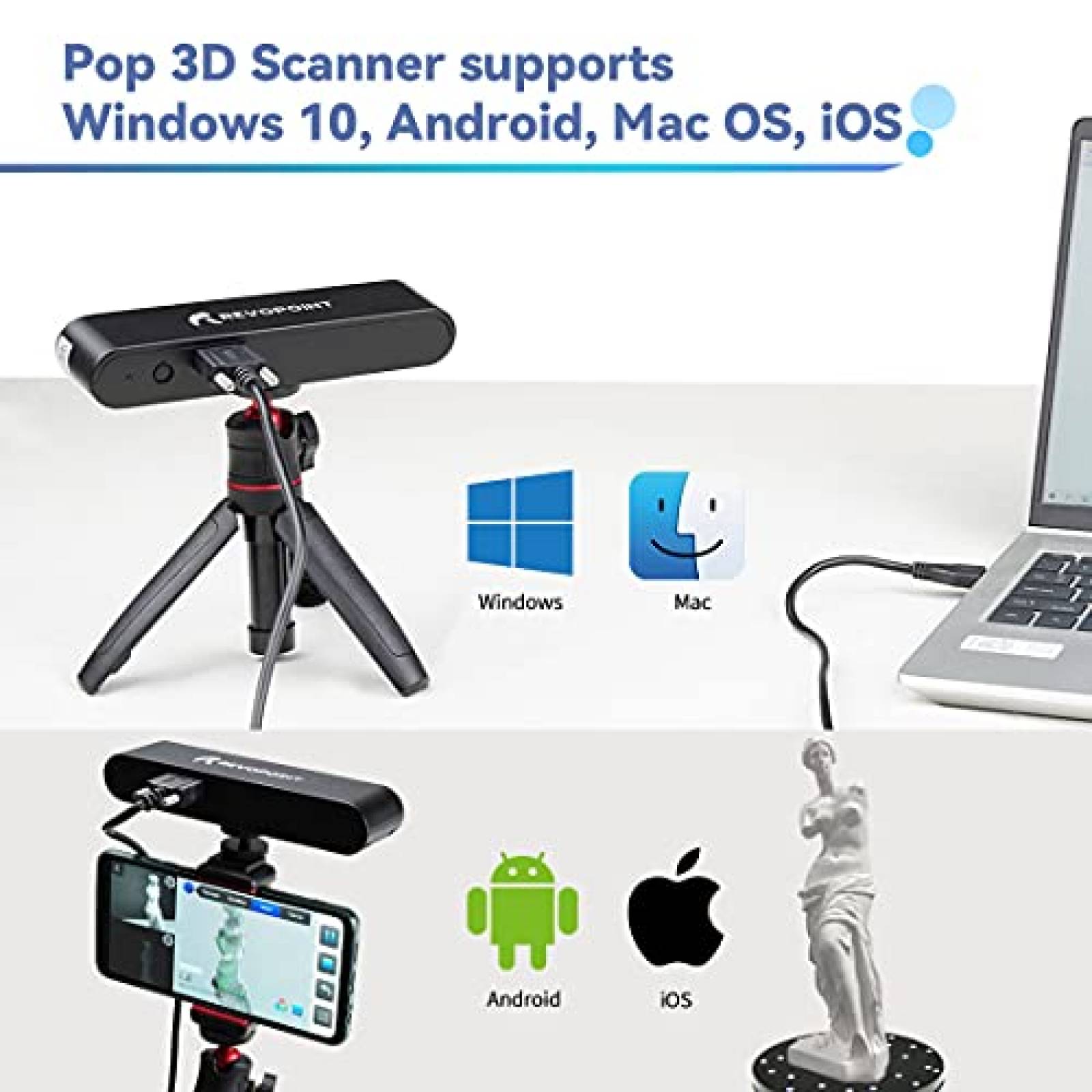 Escaner 3D Revopoint POP para Cara y Cuerpos 3D -Negro