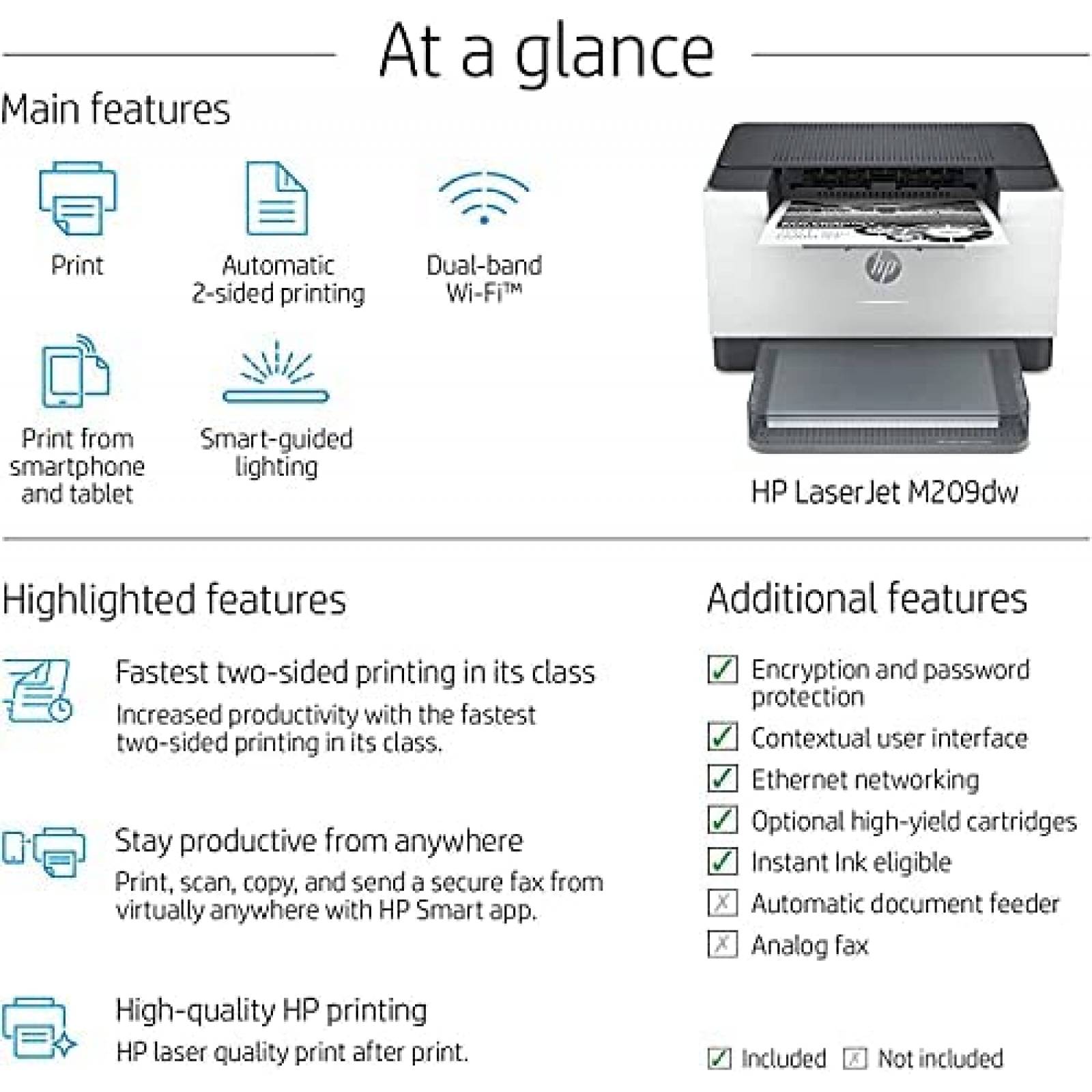 Impresora HP Laserjet M209dw Inkjet/Laser Wifi -Gris
