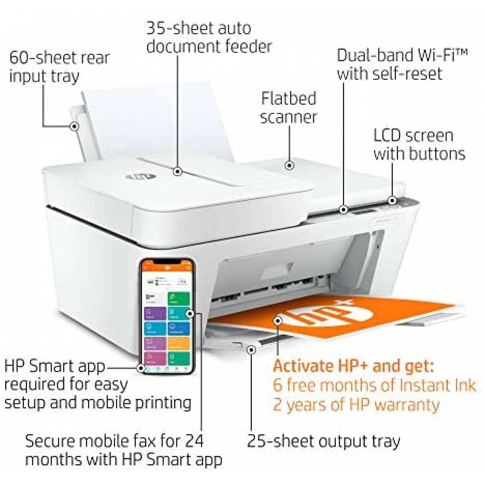 Impresora HP DeskJet 4155e Inalambrica Tinta -Blanco