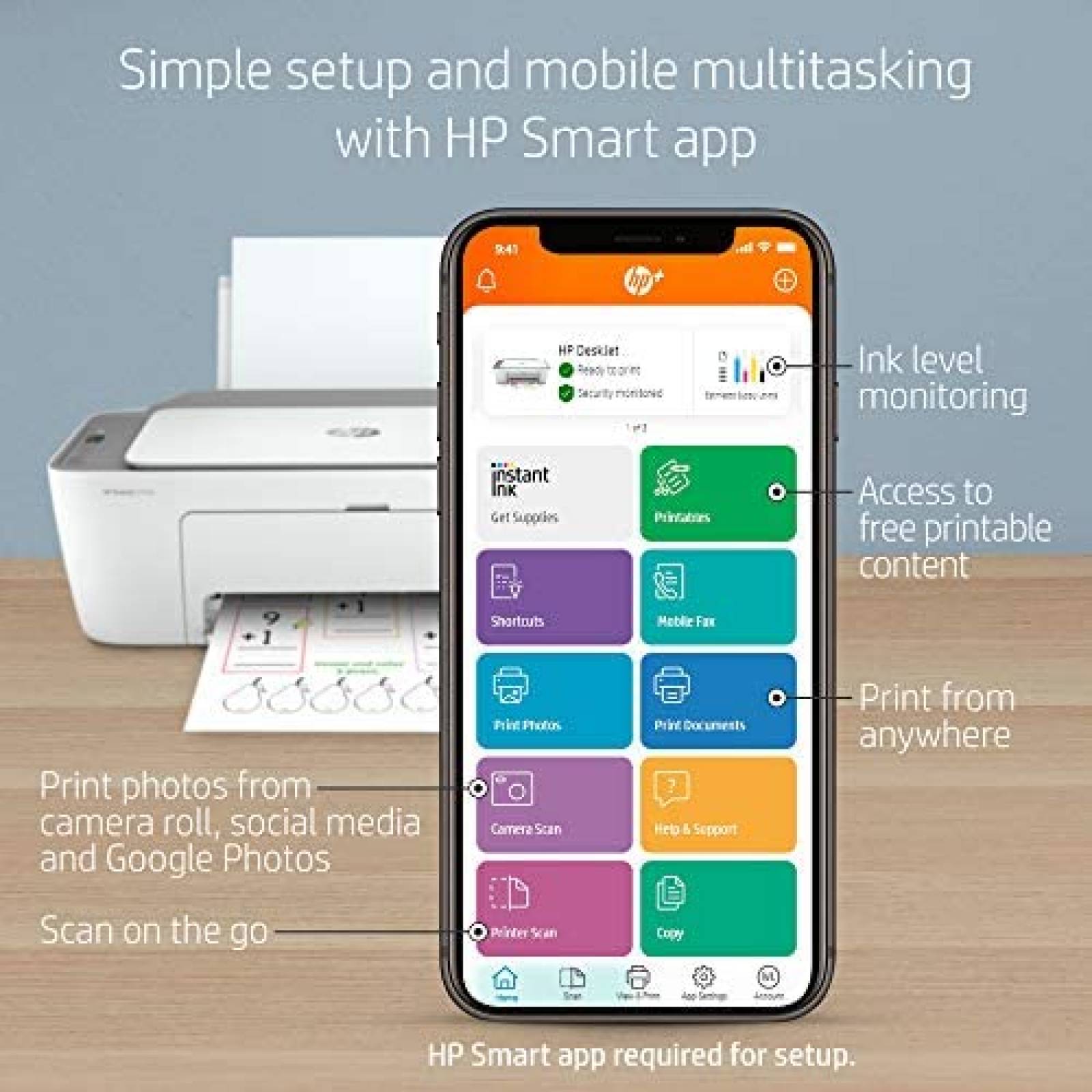 Impresora de Inyeccion de Tinta HP DeskJet 2755e -Blanco