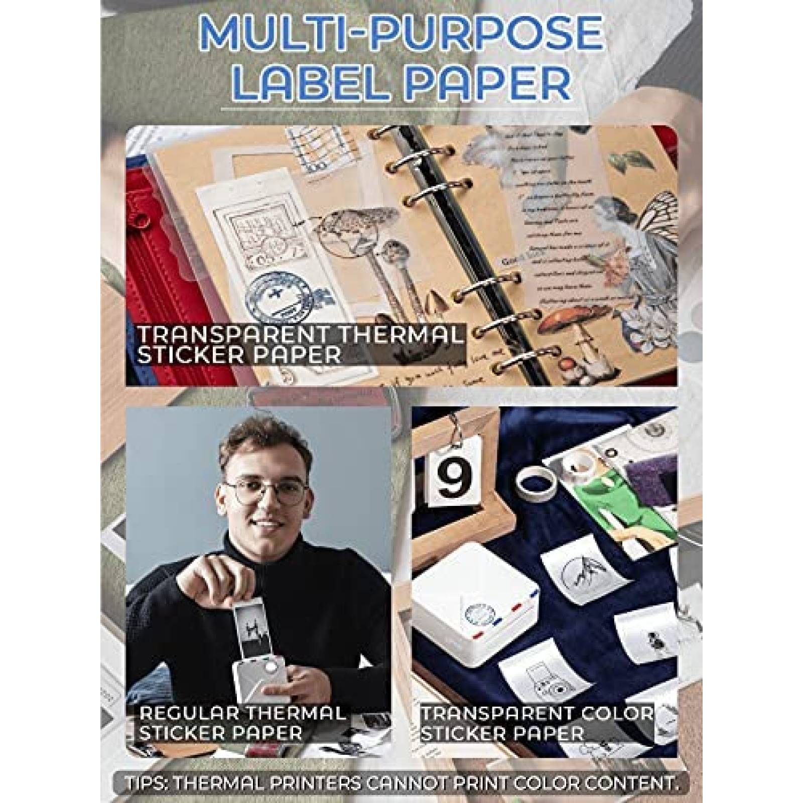 Impresora portatil Phomemo M02S 300DPI con 6 rollos -Blanco