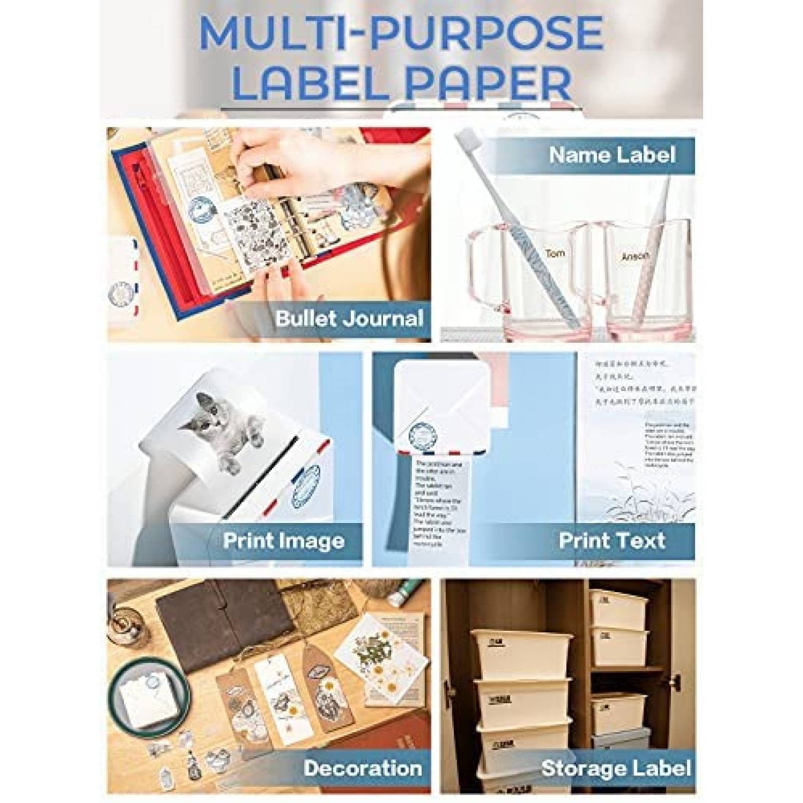 Impresora portatil Phomemo M02S 300DPI con 6 rollos -Blanco