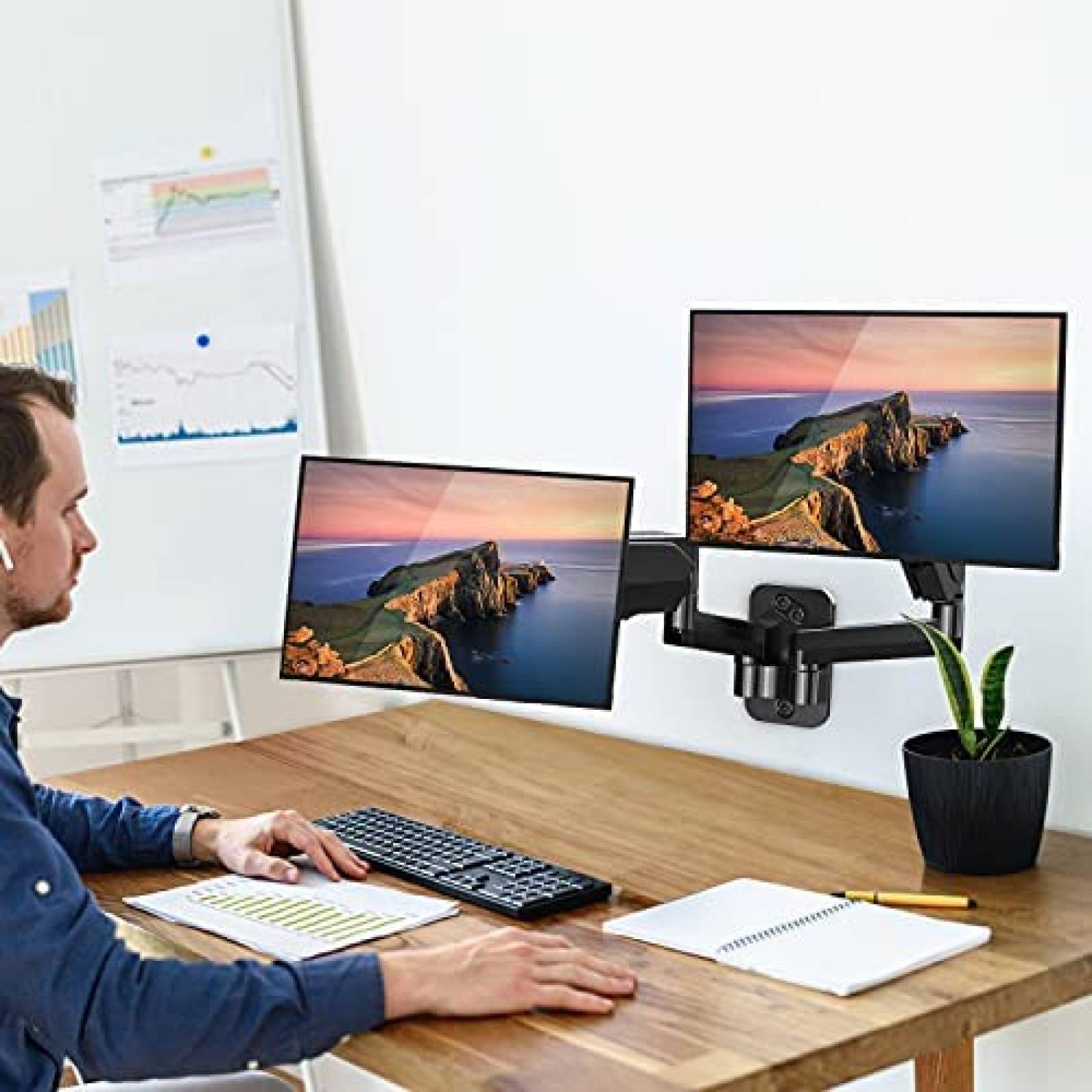  MOUNT PRO Soporte de pared para monitor doble para