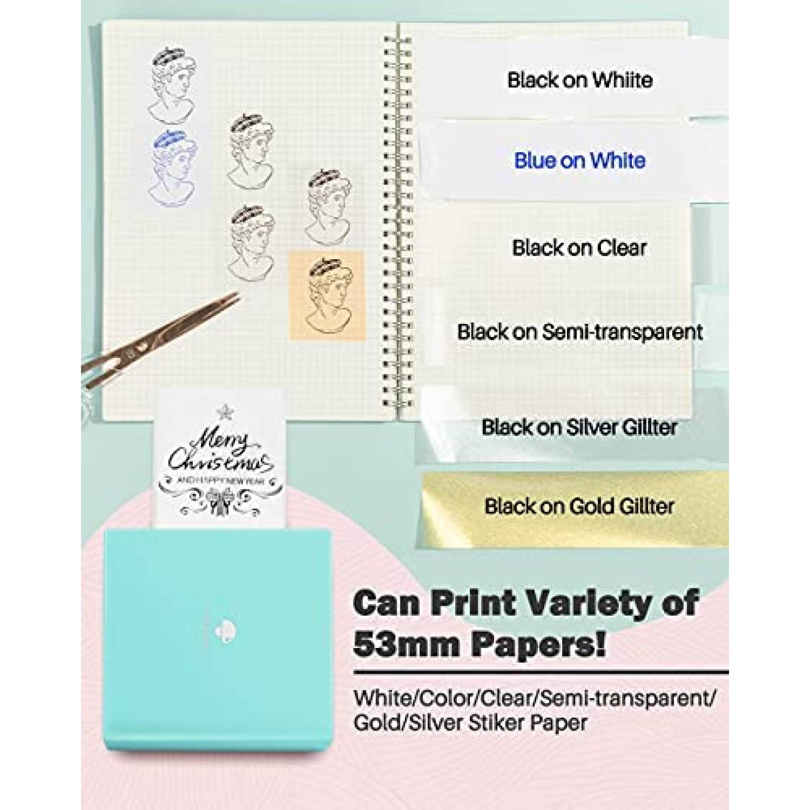 Impresora Telefono Phomemo M02 Bluetooth 3 rollos -Azul