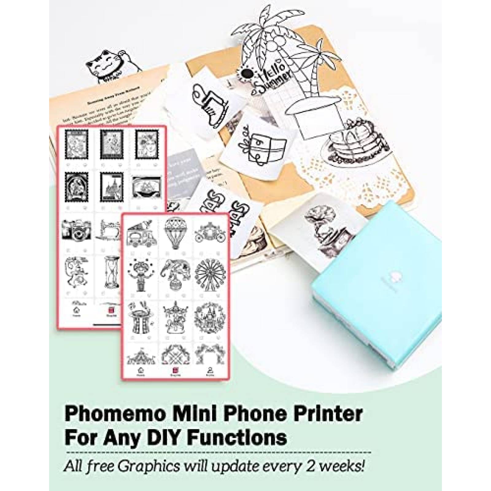 Impresora Telefono Phomemo M02 Bluetooth 3 rollos -Azul