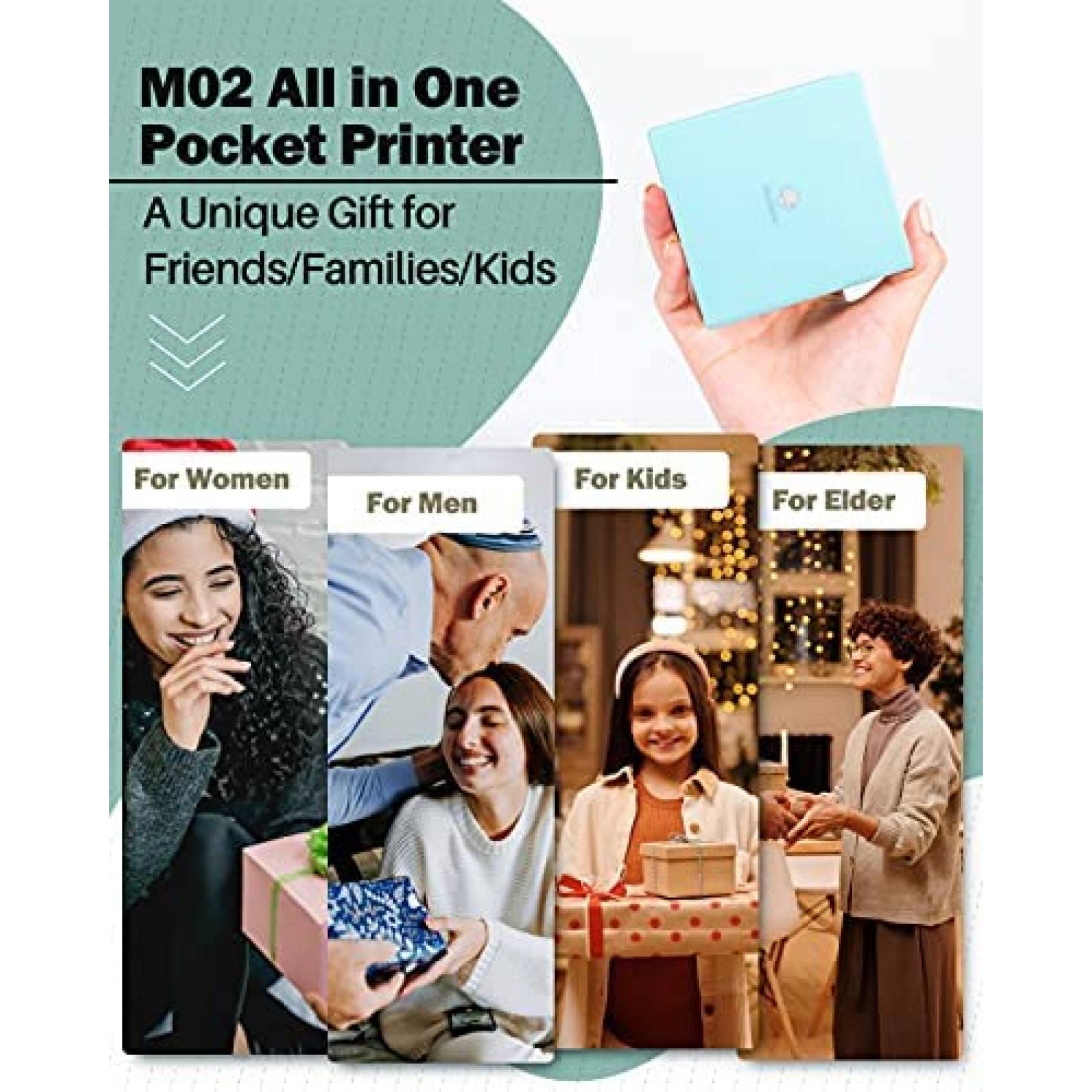 Impresora Telefono Phomemo M02 Bluetooth 3 rollos -Azul