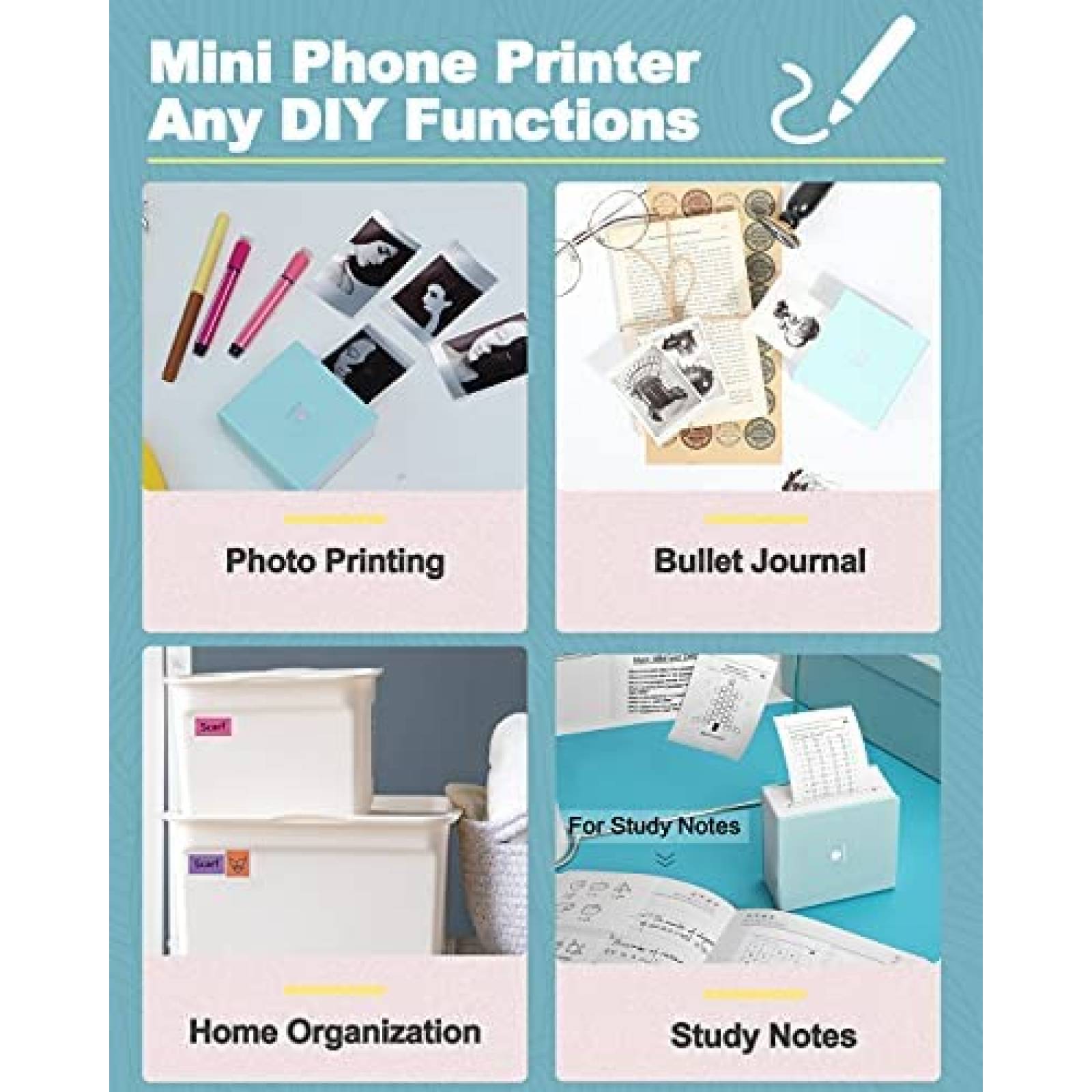 Impresora Telefono Phomemo M02 Bluetooth 3 rollos -Azul