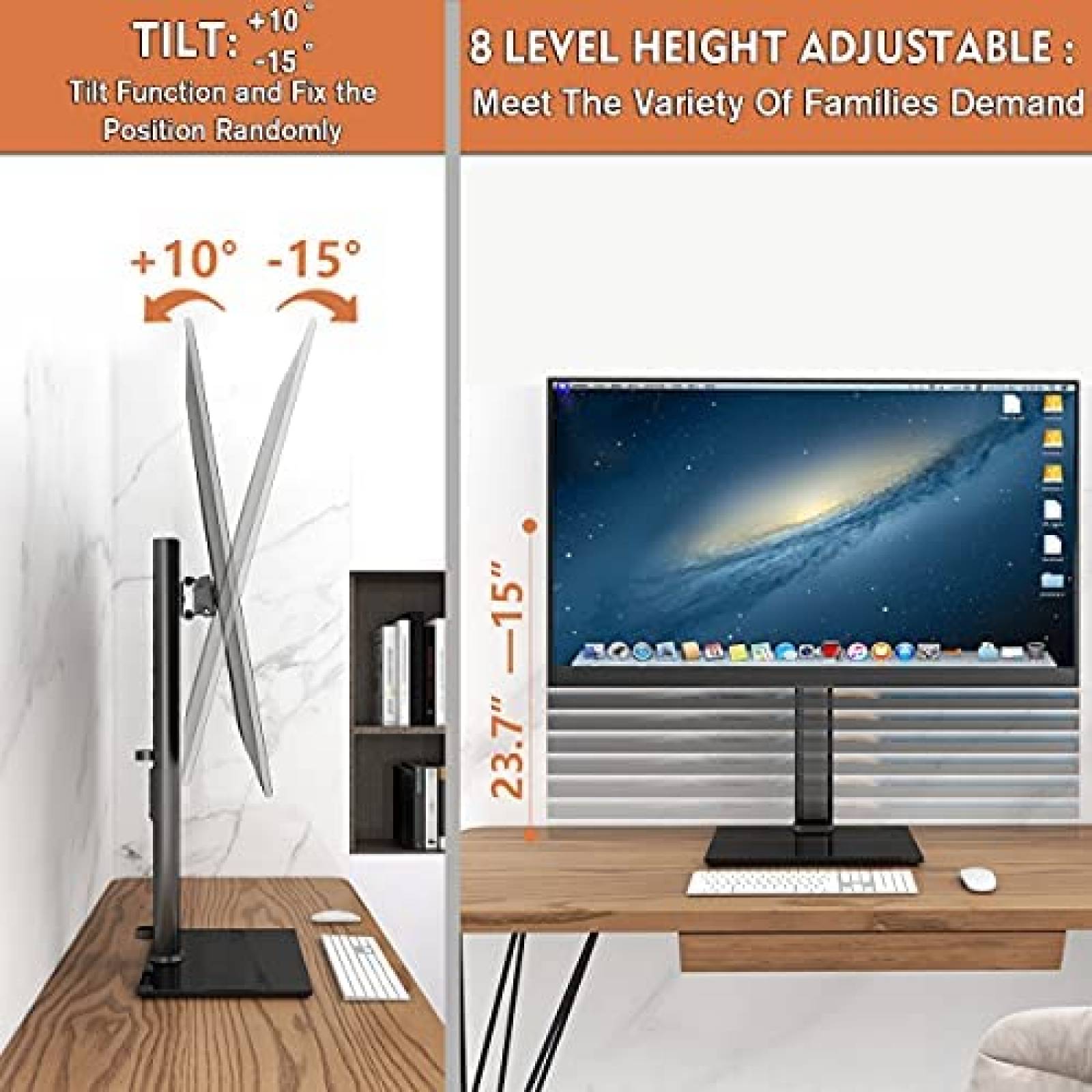 Hemudu Soporte Vertical Monitor Doble, Soporte Dos Monitores