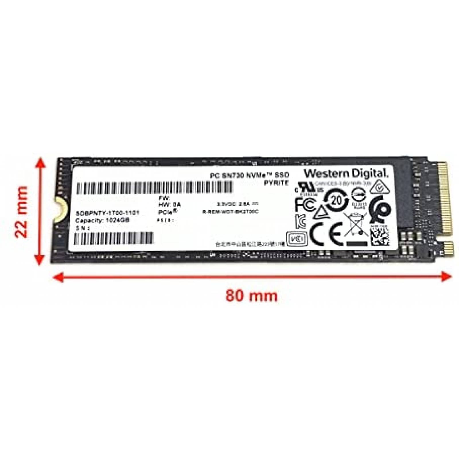 SSD Western Digital de 1TB SN730 NVMe PCIe Gen3 x4 M.2 2280