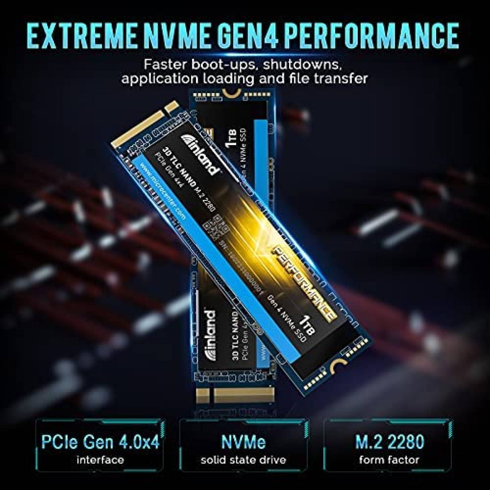 SSD Inland Performance 1TB PCIe Gen 4.0 NVMe 4 x4 Negro