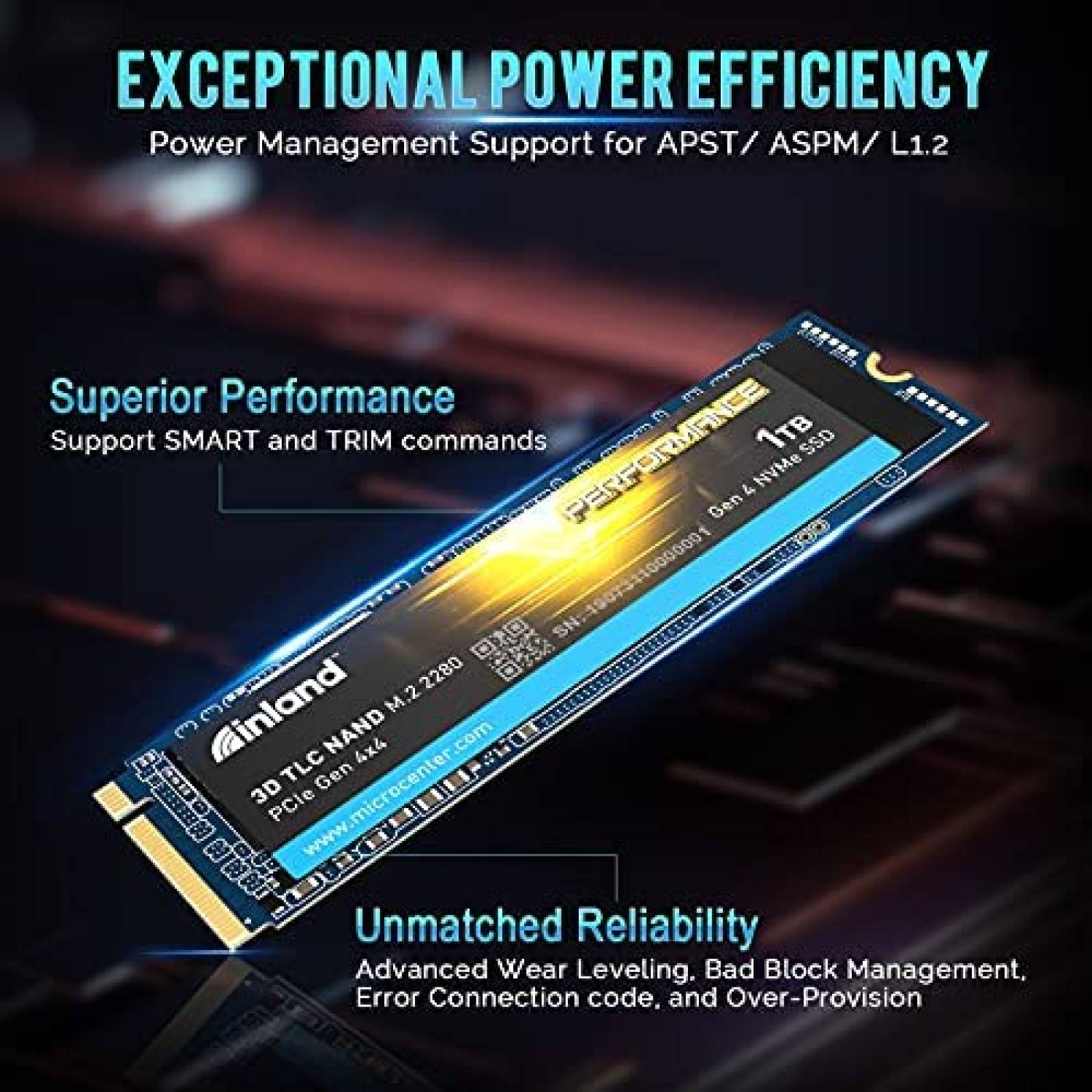 SSD Inland Performance 1TB PCIe Gen 4.0 NVMe 4 x4 Negro