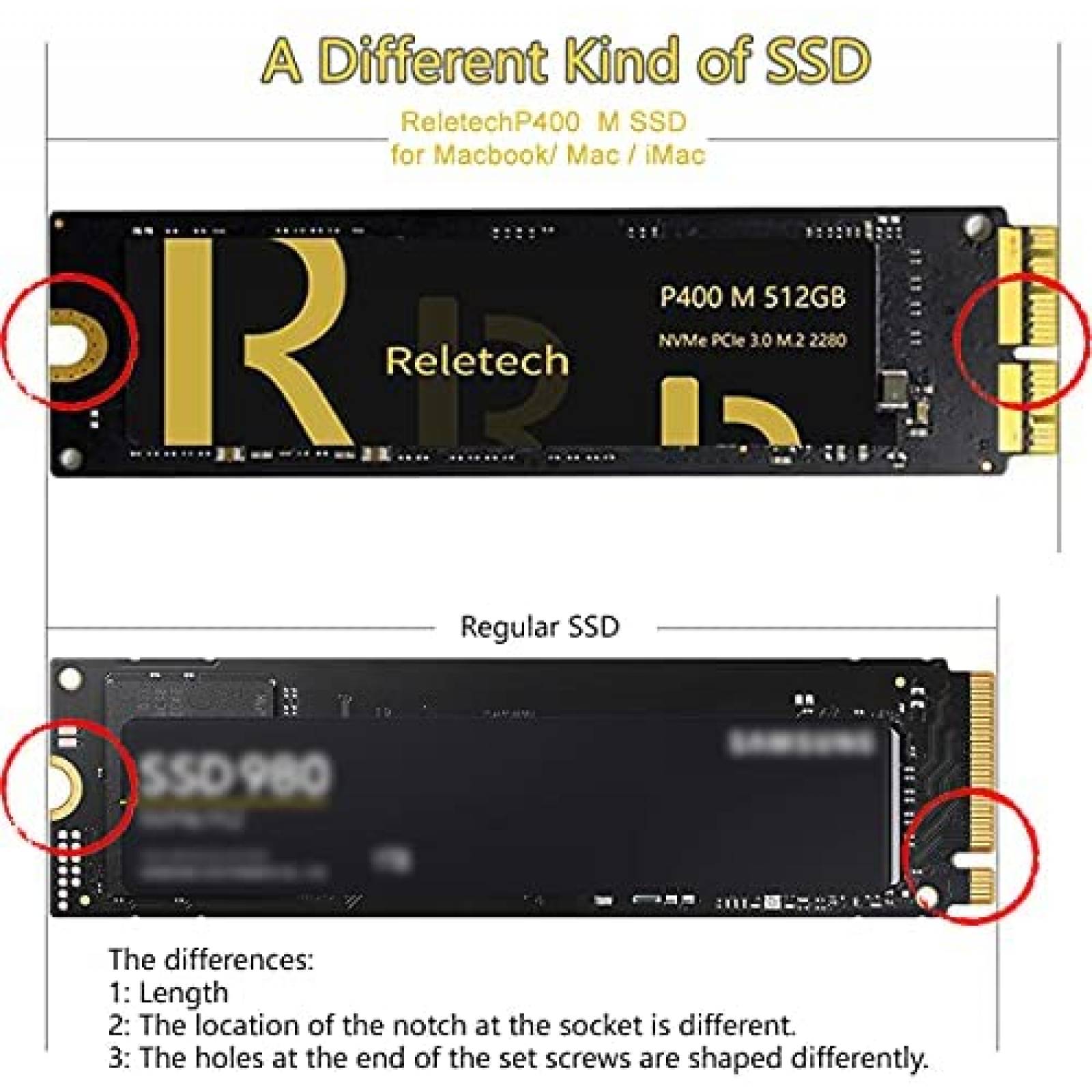 SSD Reletech de 512GB NVMe M.2 Gen 3x4 para Mac/iMac
