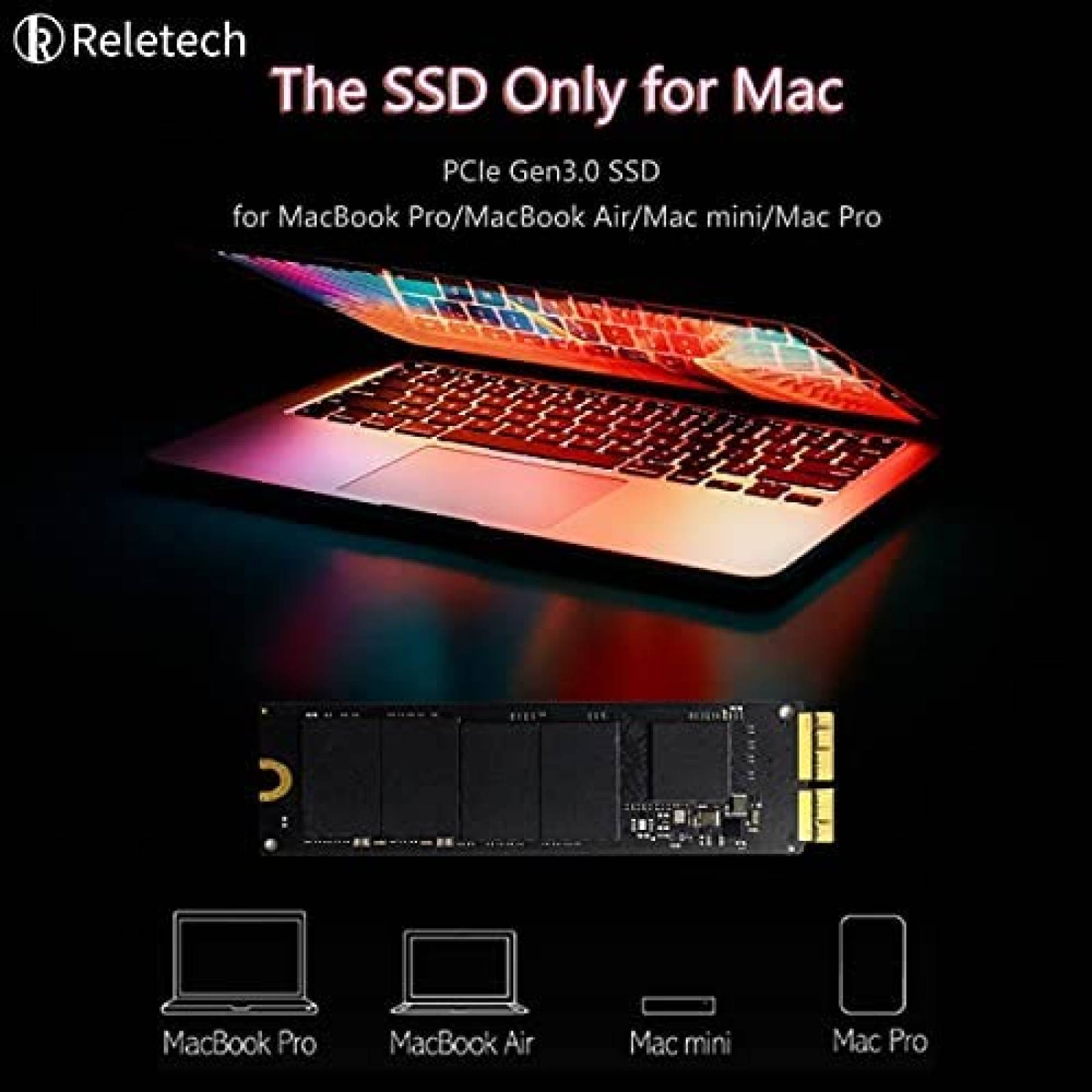 SSD Reletech de 512GB NVMe M.2 Gen 3x4 para Mac/iMac
