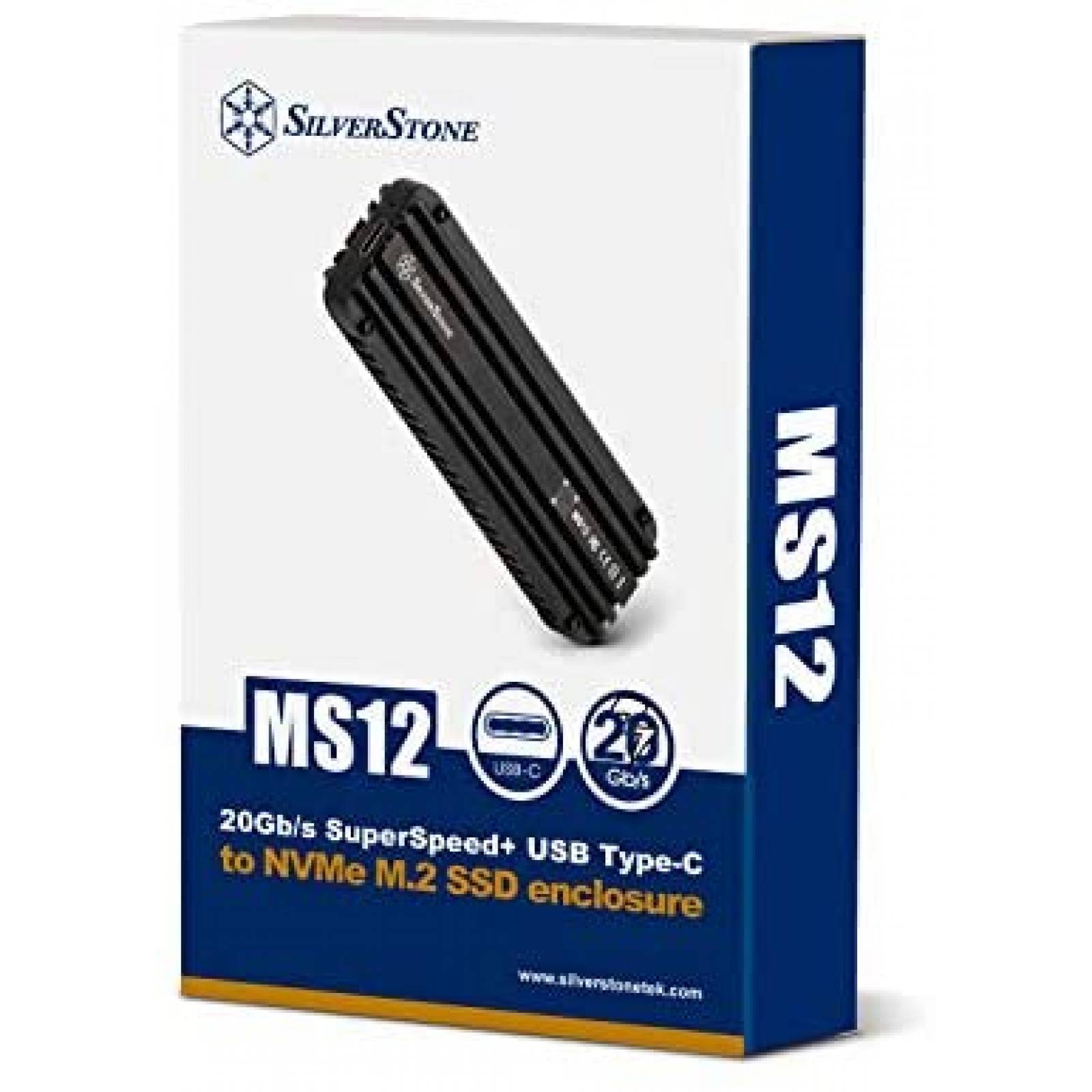 Disco duro USB-C Silverstone MS12 20Gbps Gen2x2 -Negro