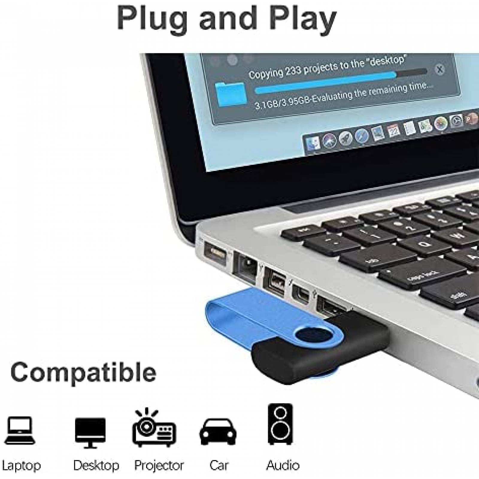 Memoria USB Flash Drive Ablaze USB Tipo A 2GB 20 Pzs -Negro