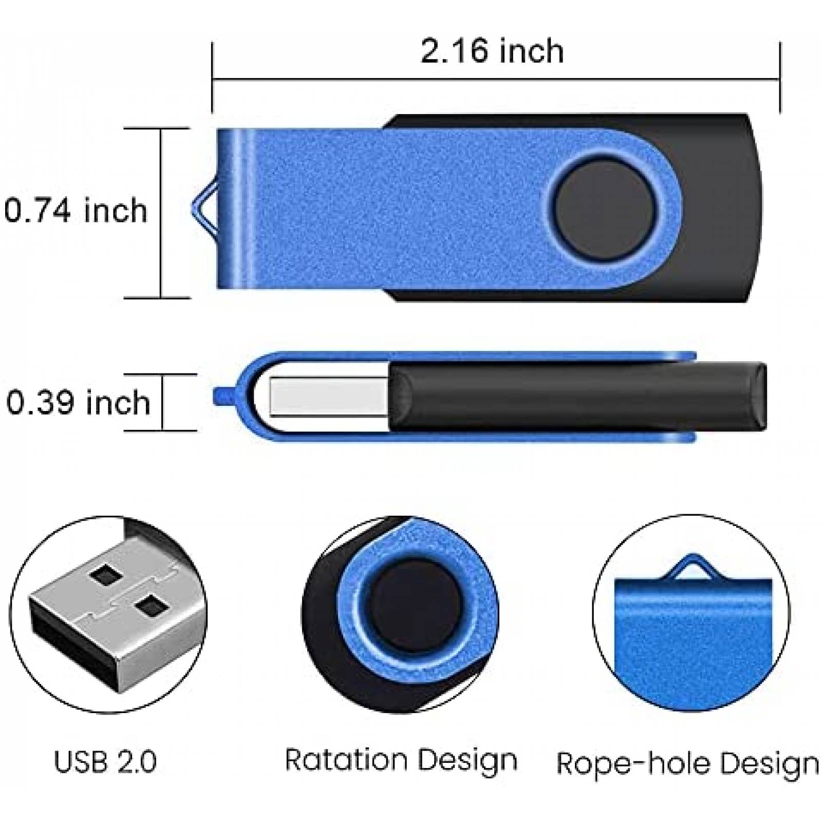 Memoria USB Flash Drive Ablaze USB Tipo A 2GB 20 Pzs -Negro