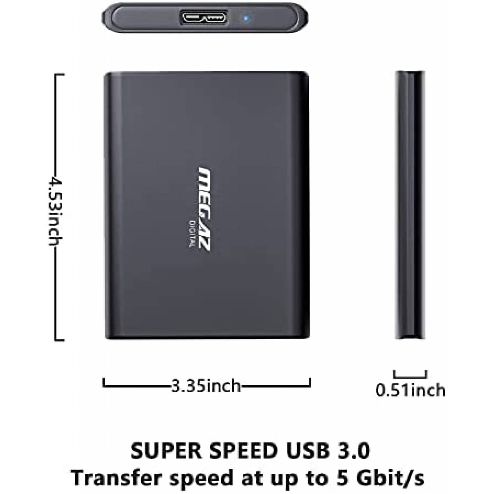 Disco Duro Externo MEGAZ DIGITAL Portatil 500GB -Gris