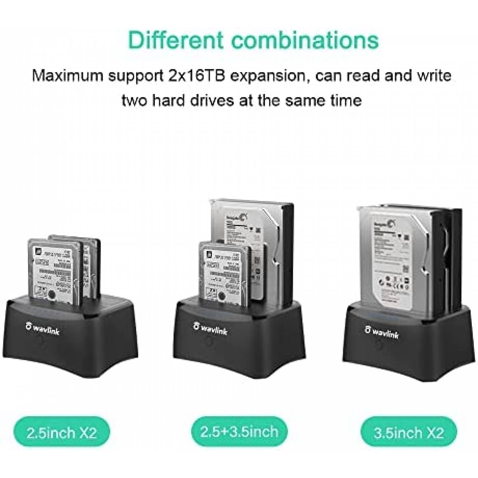 Disco Duro Externo WAVLINK USB3.0 a SATA I/II/III Plata